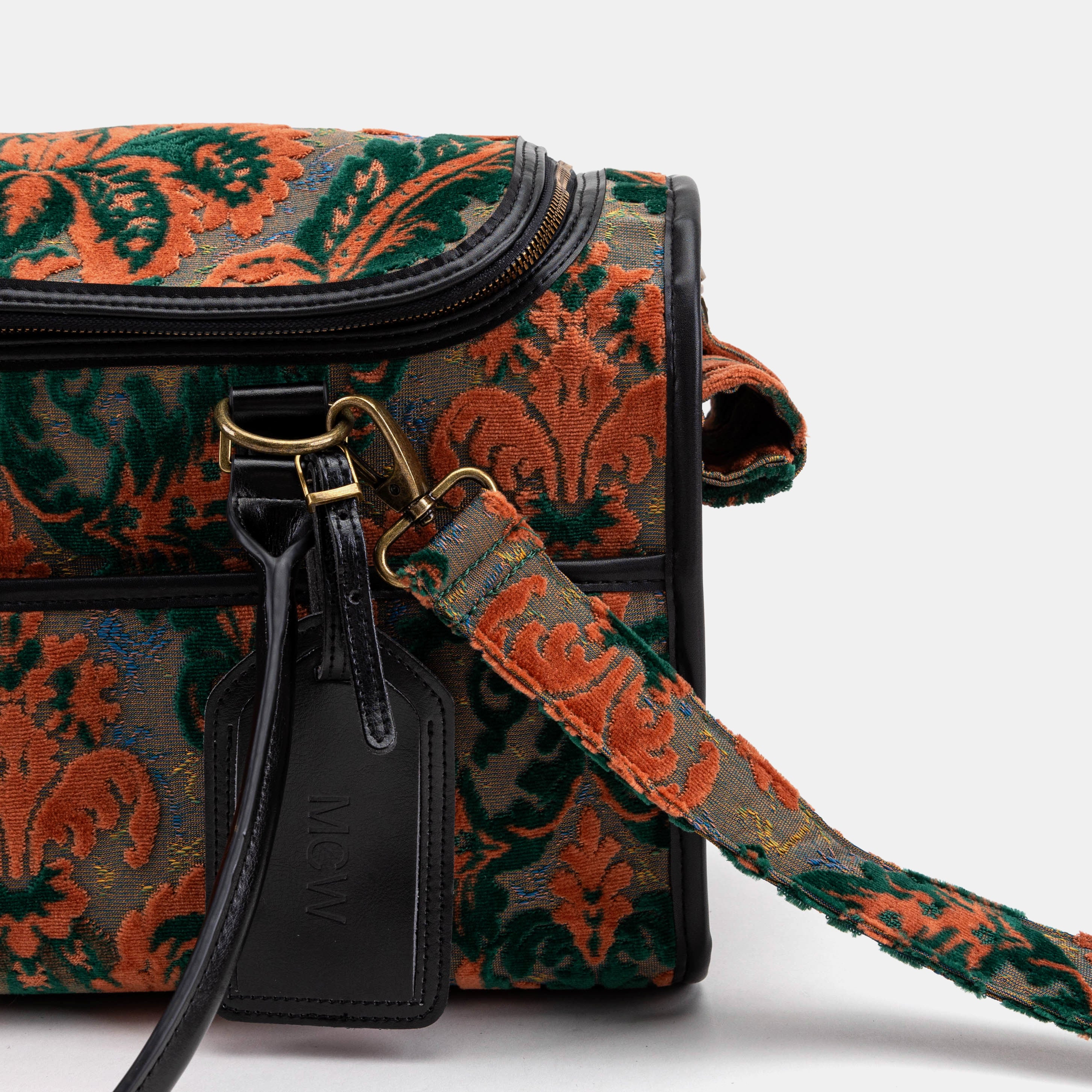 Travel Dog Carrier Bag  Burnout Velvet Revival Jade - Image 10
