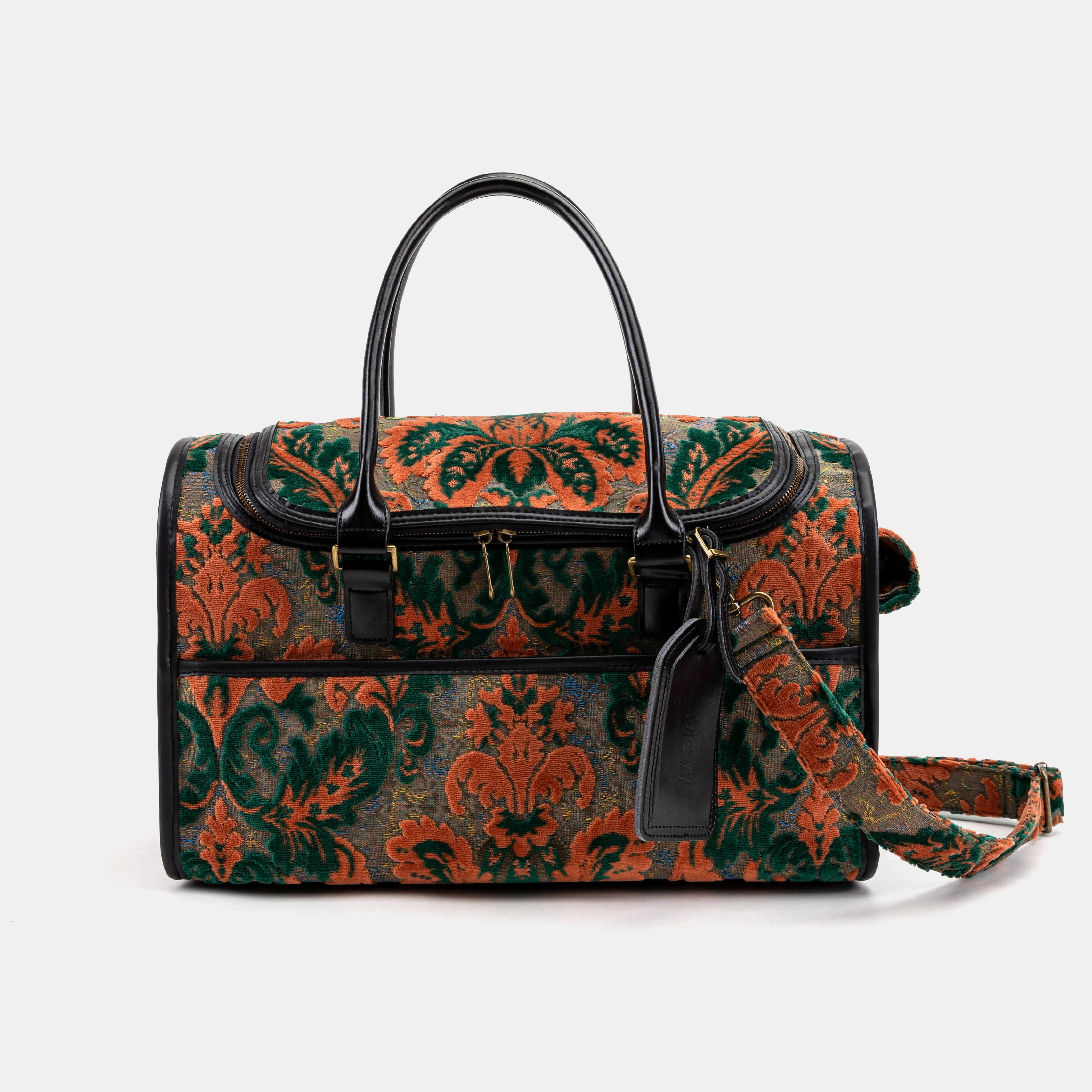 Travel Dog Carrier Bag  Burnout Velvet Revival Jade - Image 3
