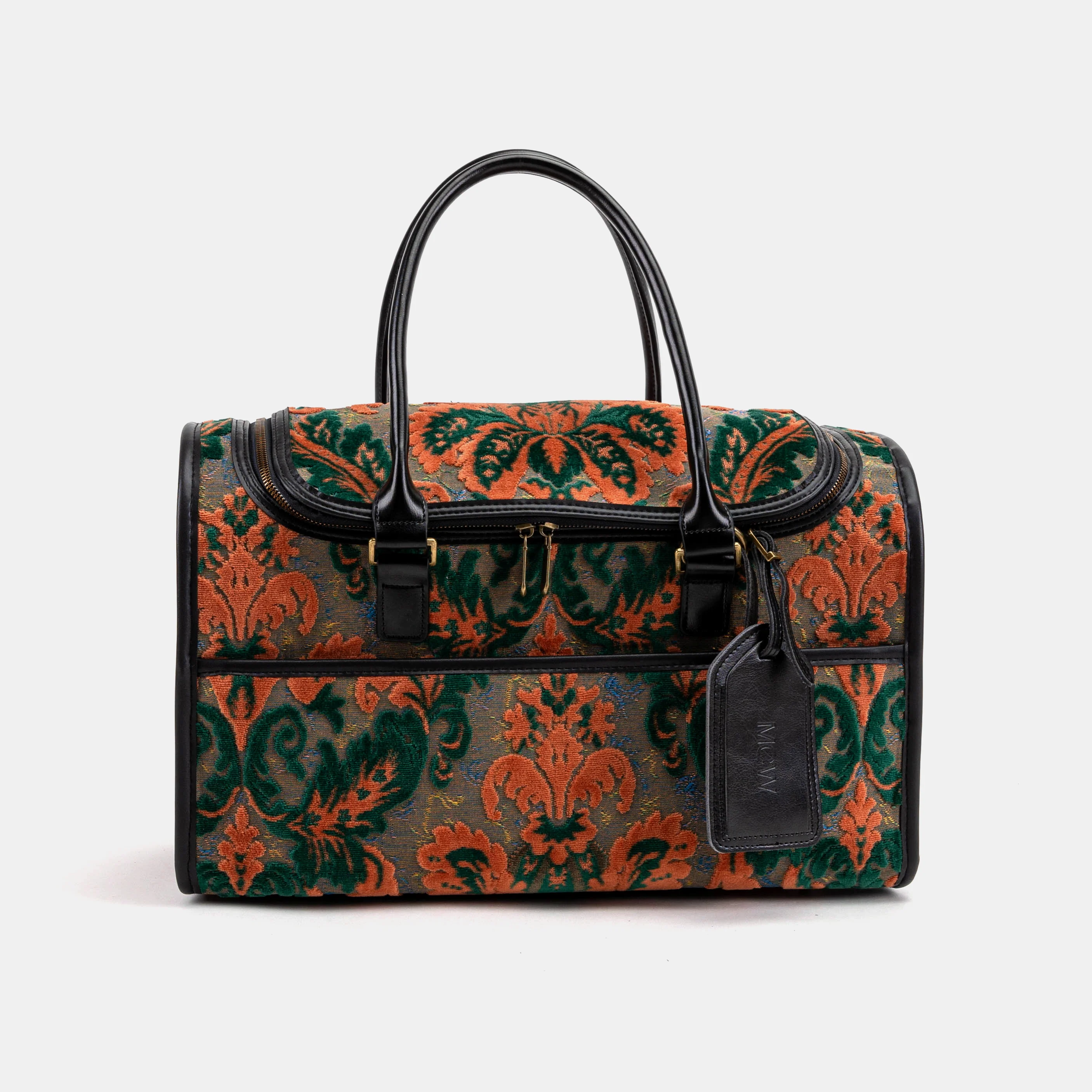 Travel Dog Carrier Bag  Burnout Velvet Revival Jade - Image 4