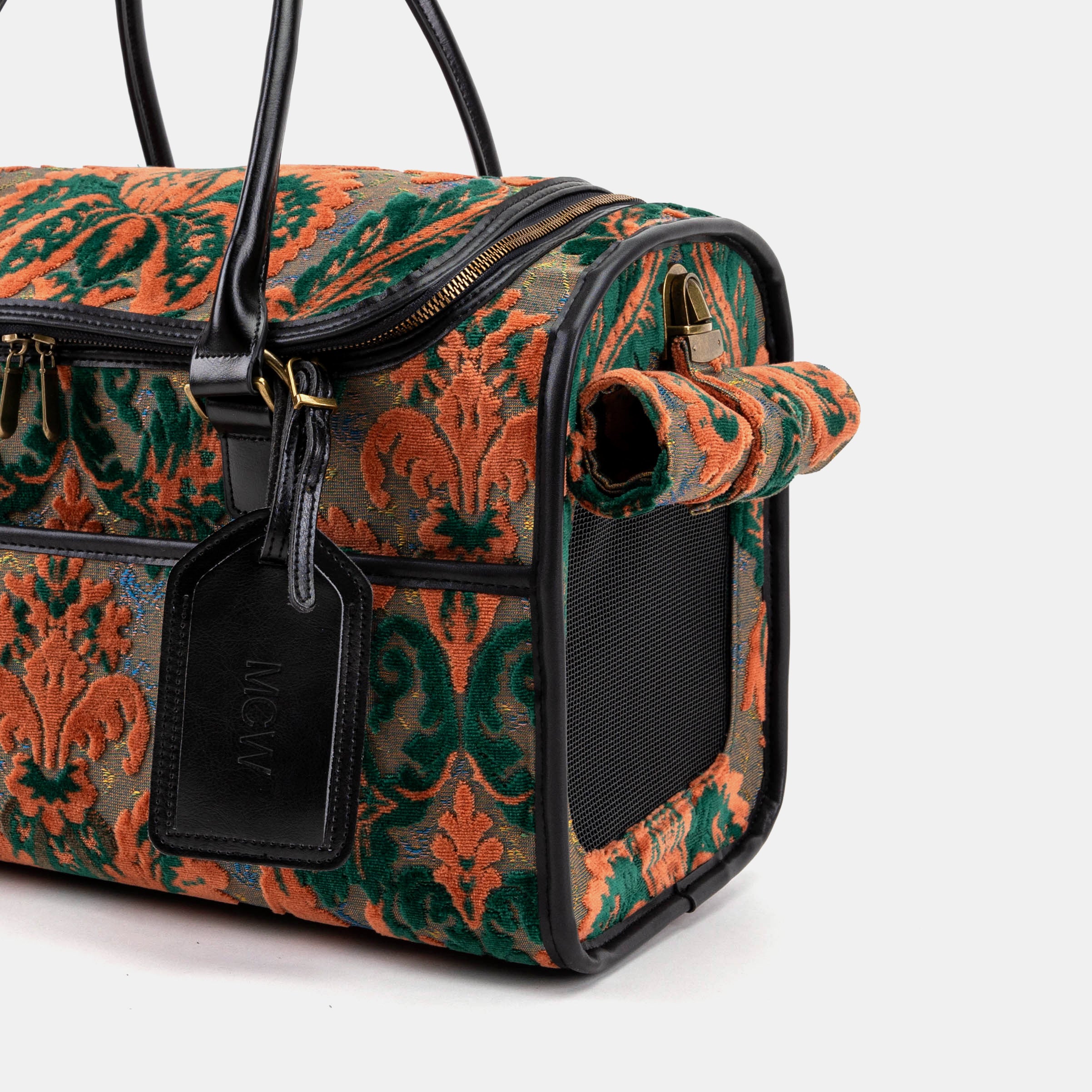 Travel Dog Carrier Bag  Burnout Velvet Revival Jade - Image 7