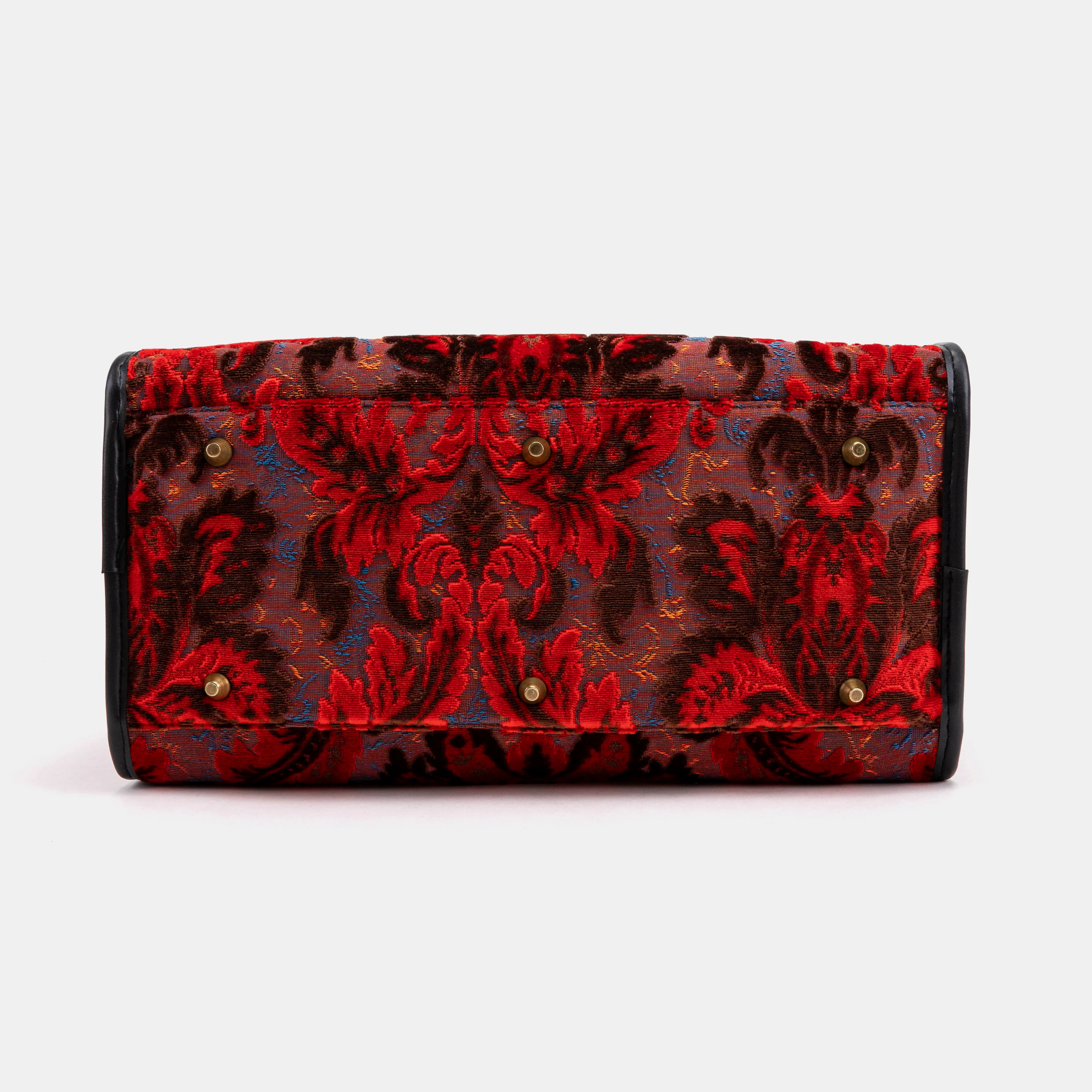 Travel Dog Carrier Bag Burnout Velvet Revival Scarlet - Image 10