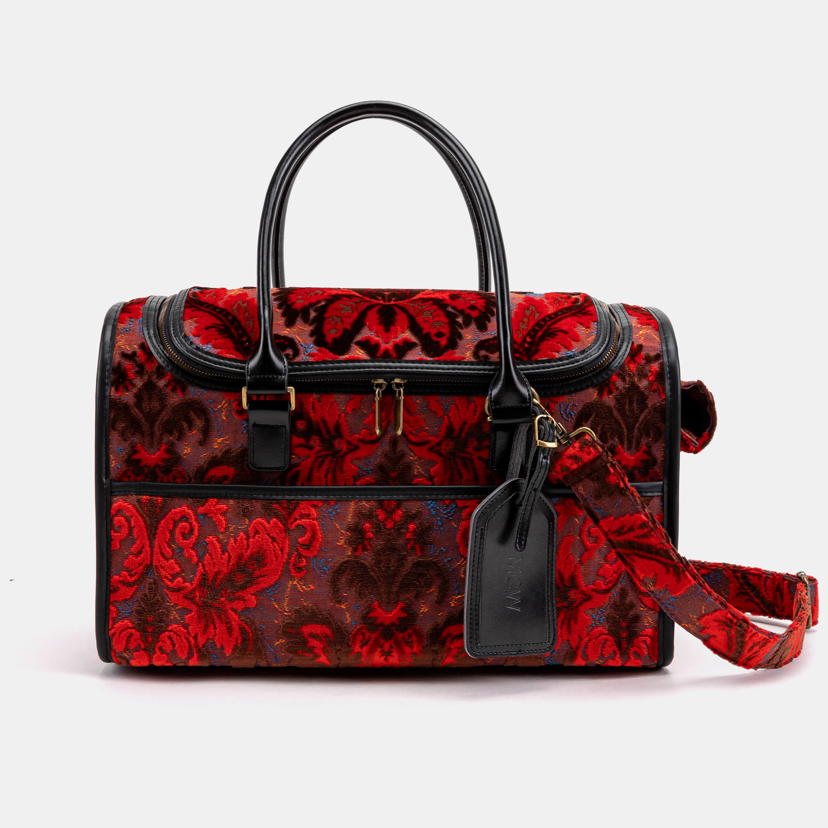 Travel Dog Carrier Bag Burnout Velvet Revival Scarlet - Image 3