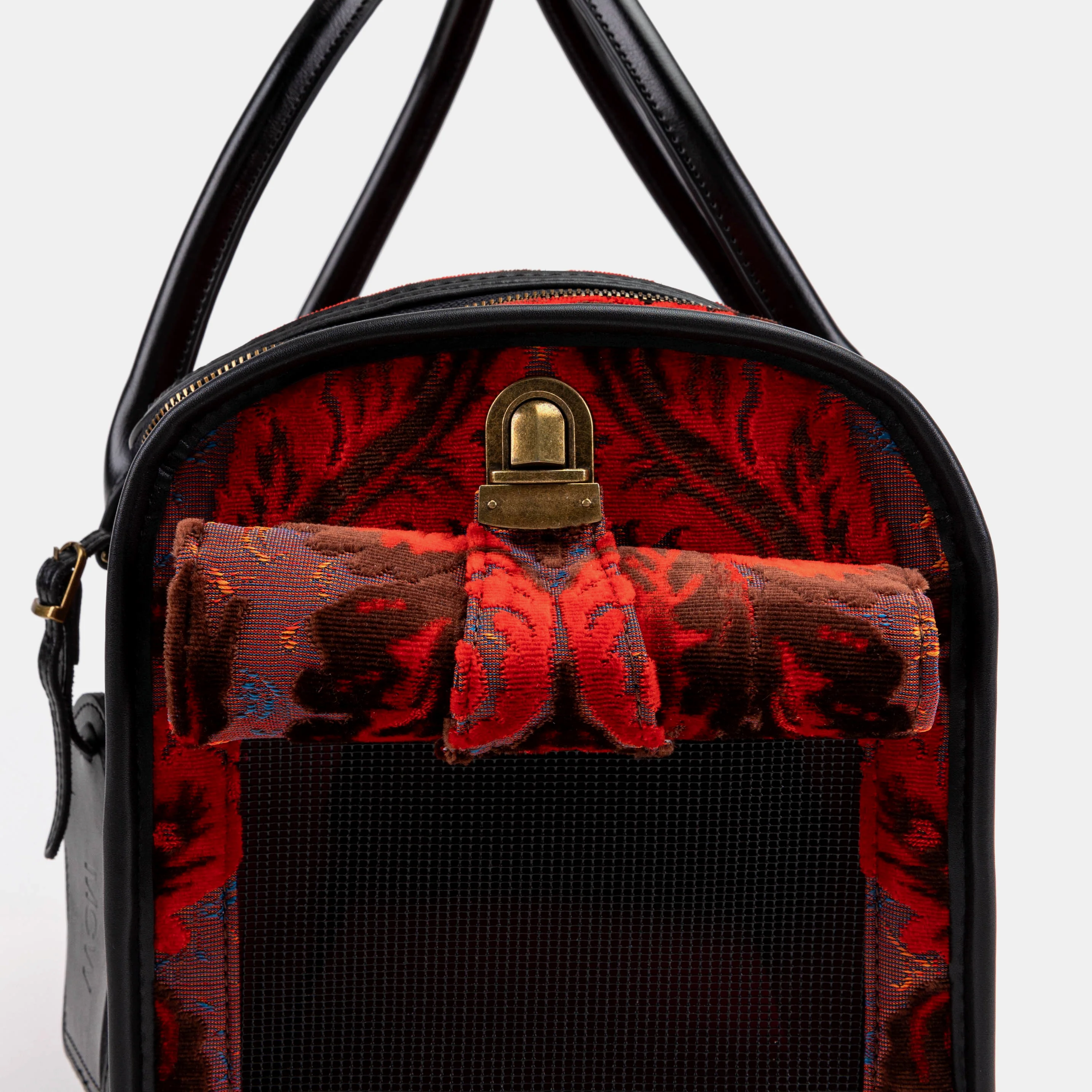 Travel Dog Carrier Bag Burnout Velvet Revival Scarlet - Image 8