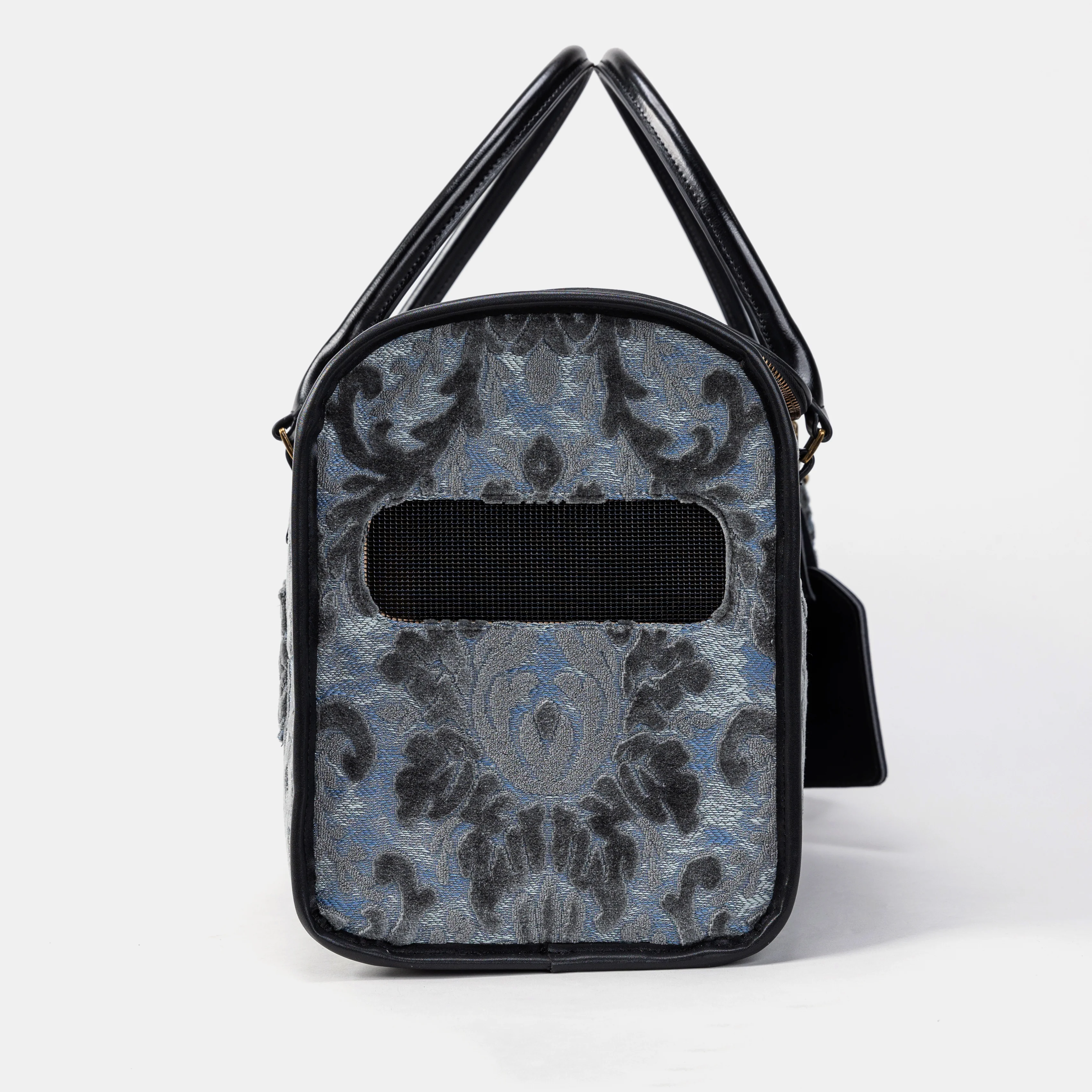 Travel Dog Carrier Bag  Burnout Velvet Steel Blue - Image 5