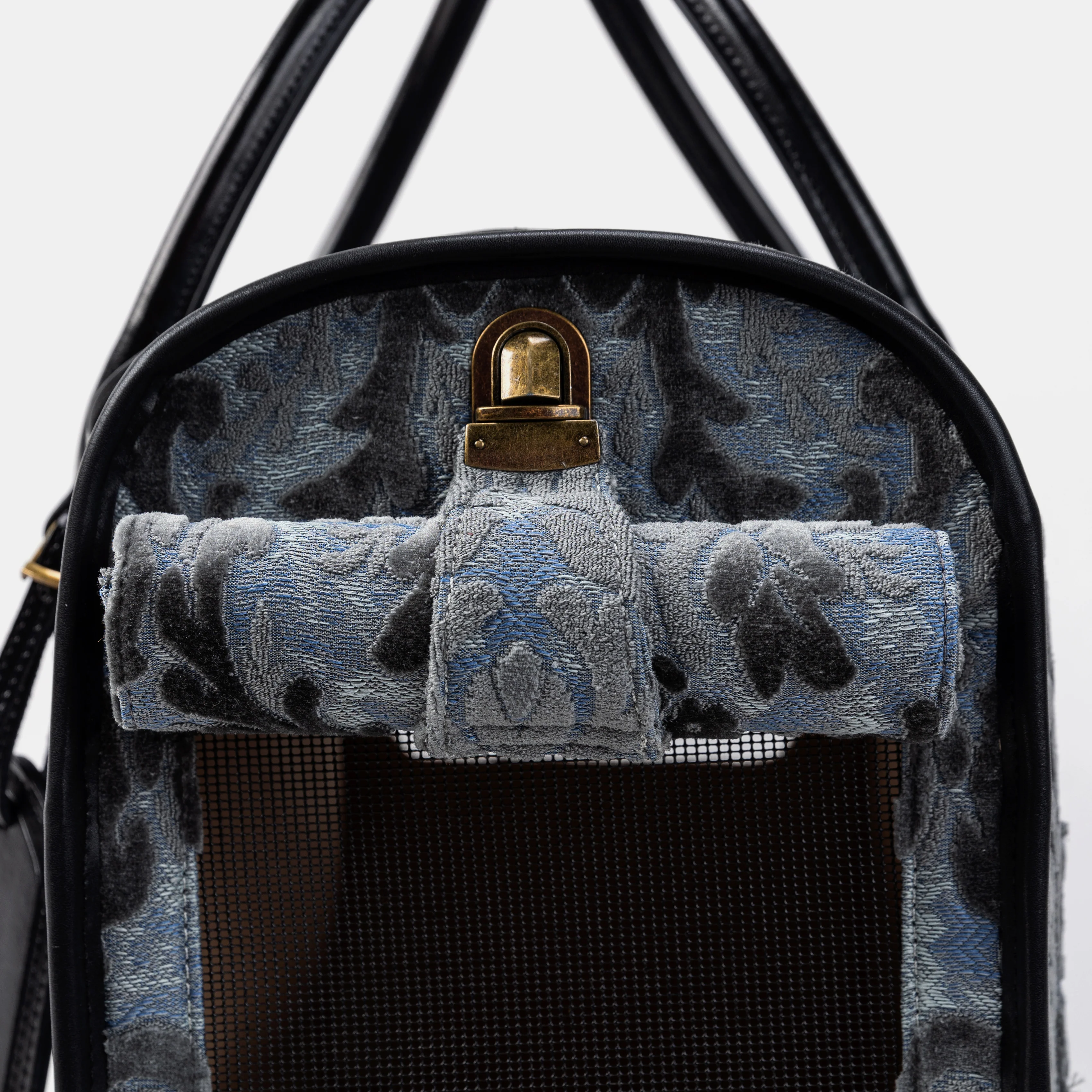 Travel Dog Carrier Bag  Burnout Velvet Steel Blue - Image 7