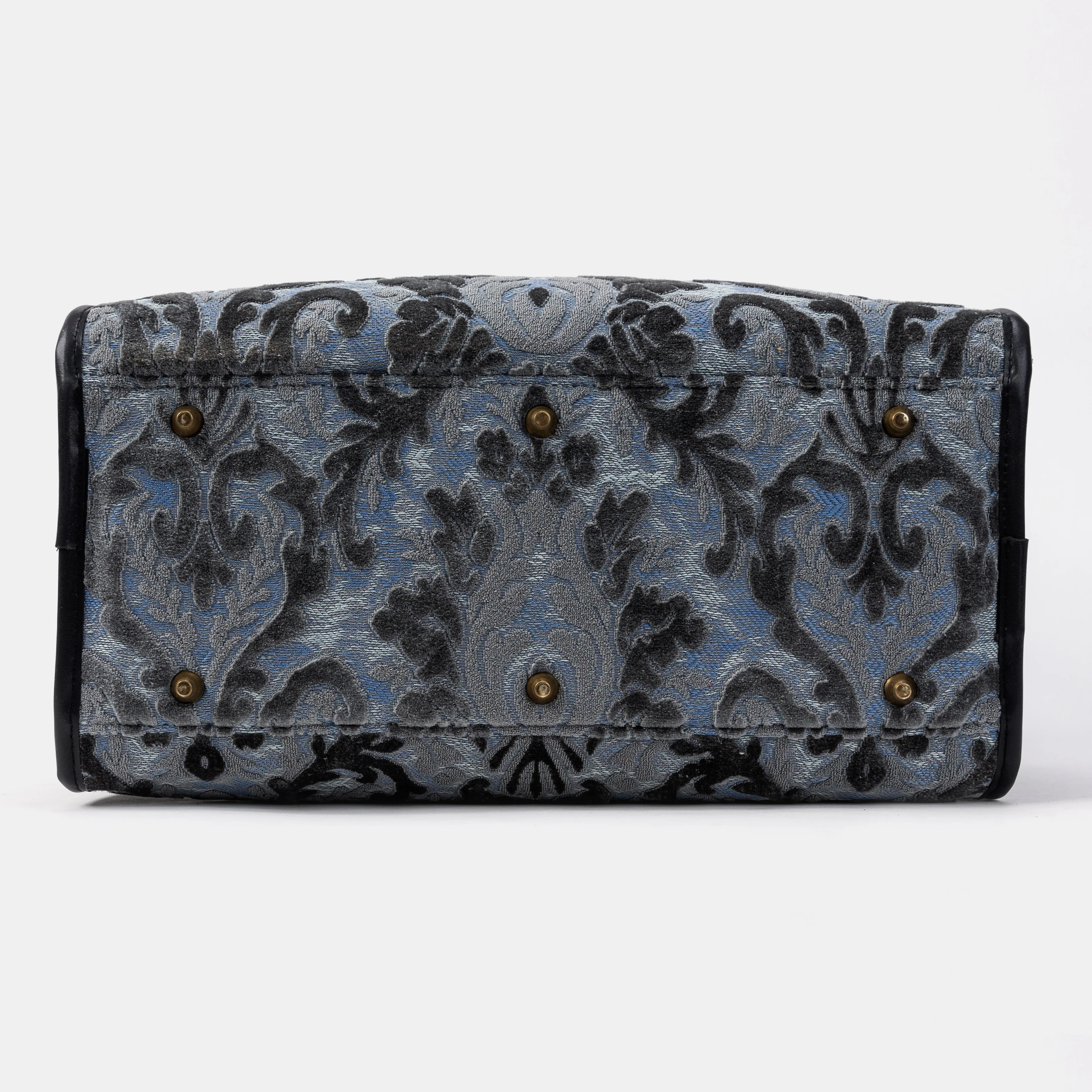 Travel Dog Carrier Bag  Burnout Velvet Steel Blue - Image 9