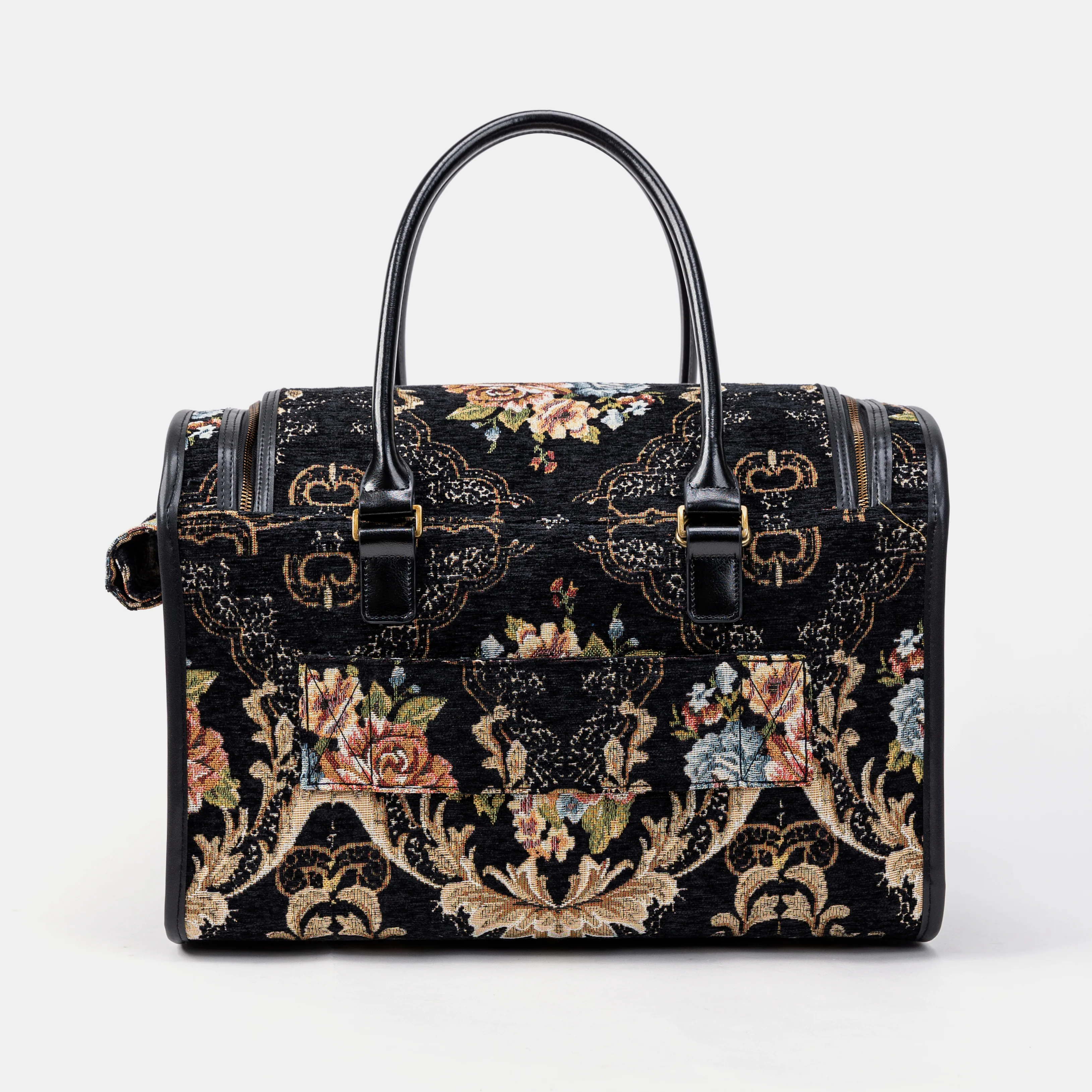 Travel Dog Carrier Bag Floral Black - Image 10