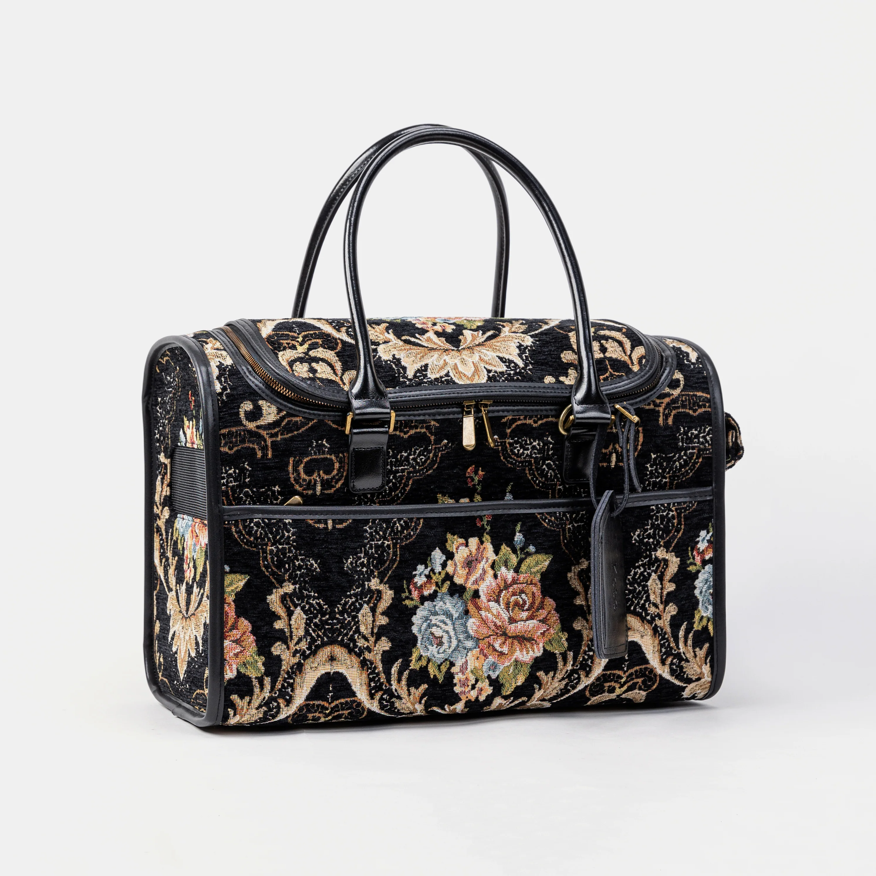 Travel Dog Carrier Bag Floral Black - Image 5