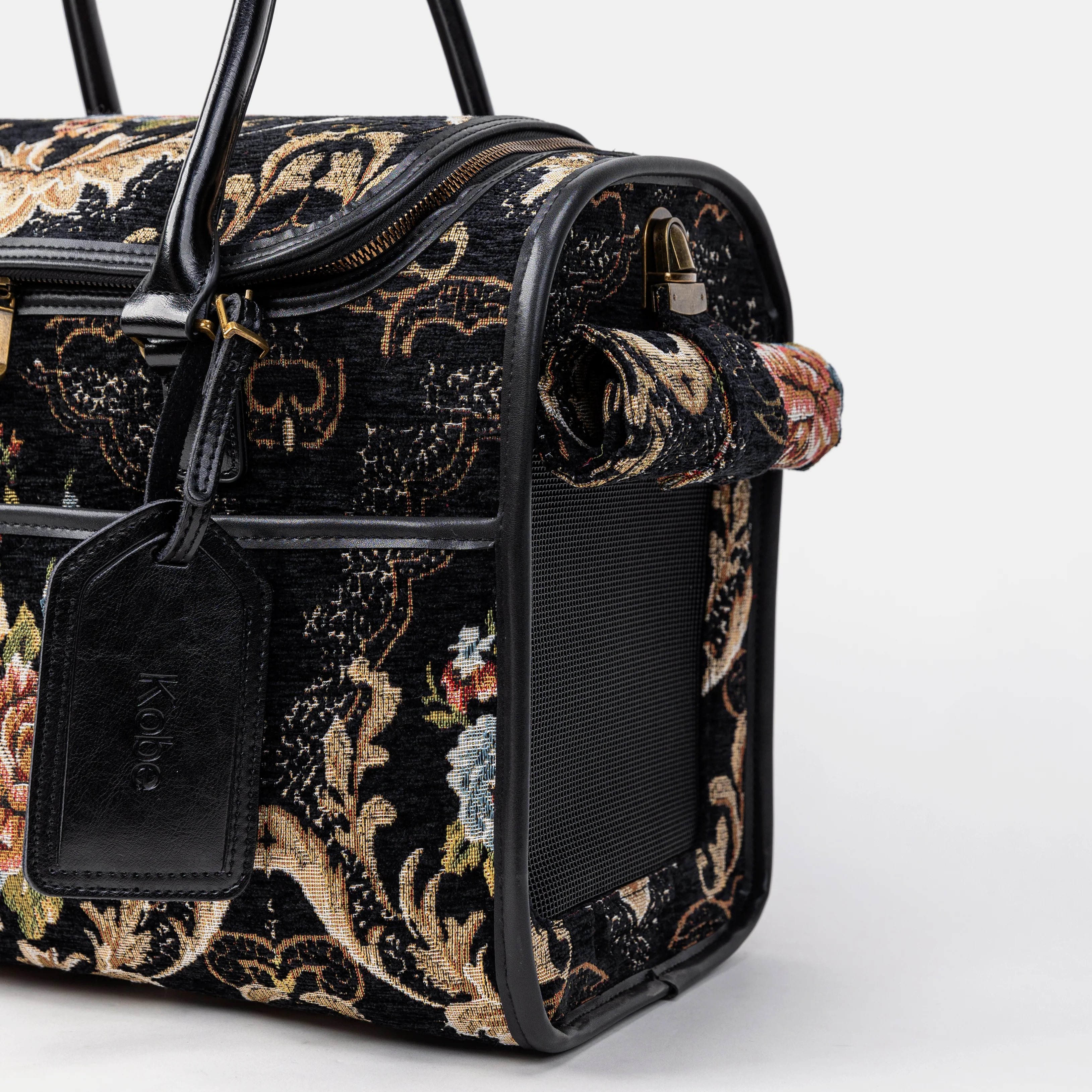 Travel Dog Carrier Bag Floral Black - Image 7