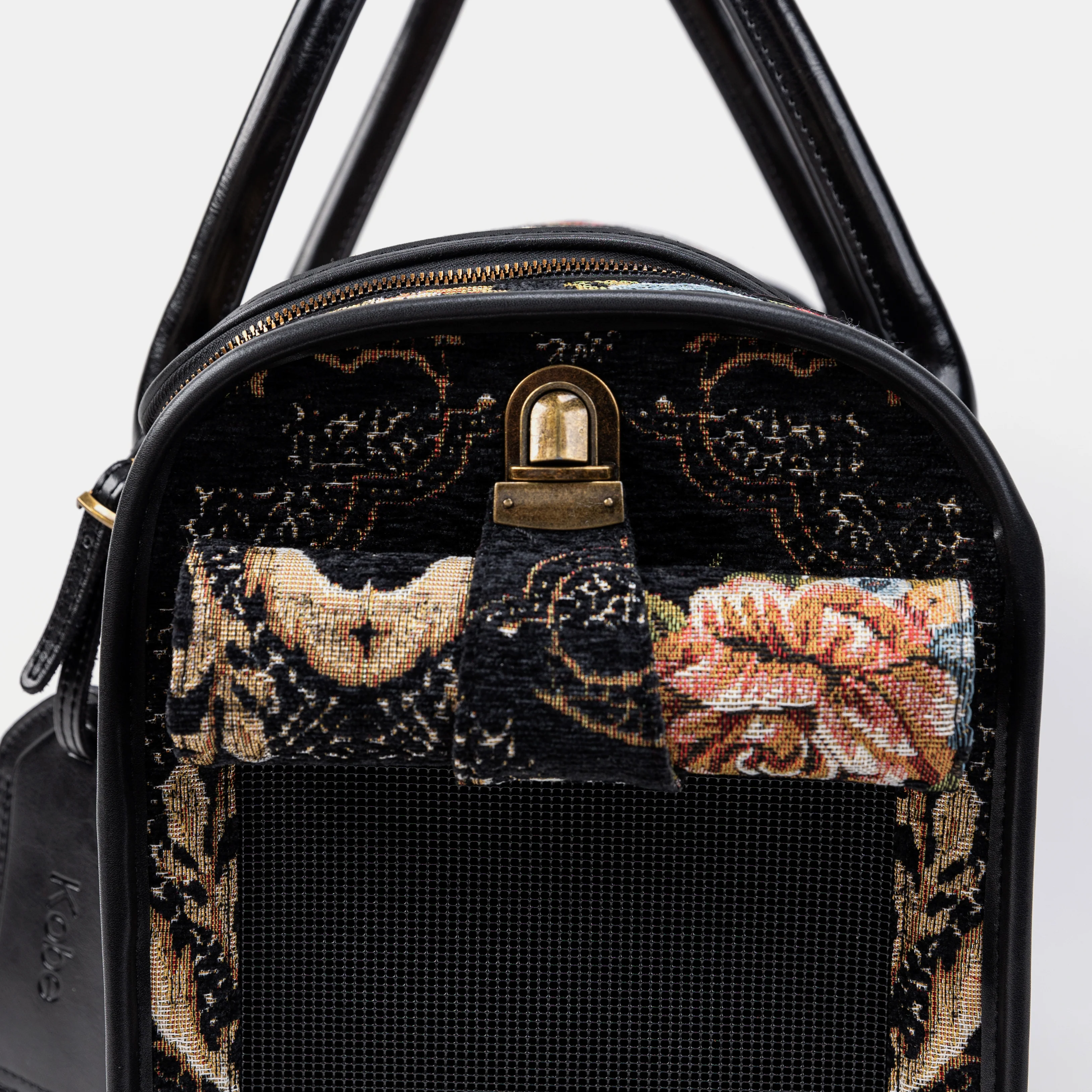 Travel Dog Carrier Bag Floral Black - Image 8