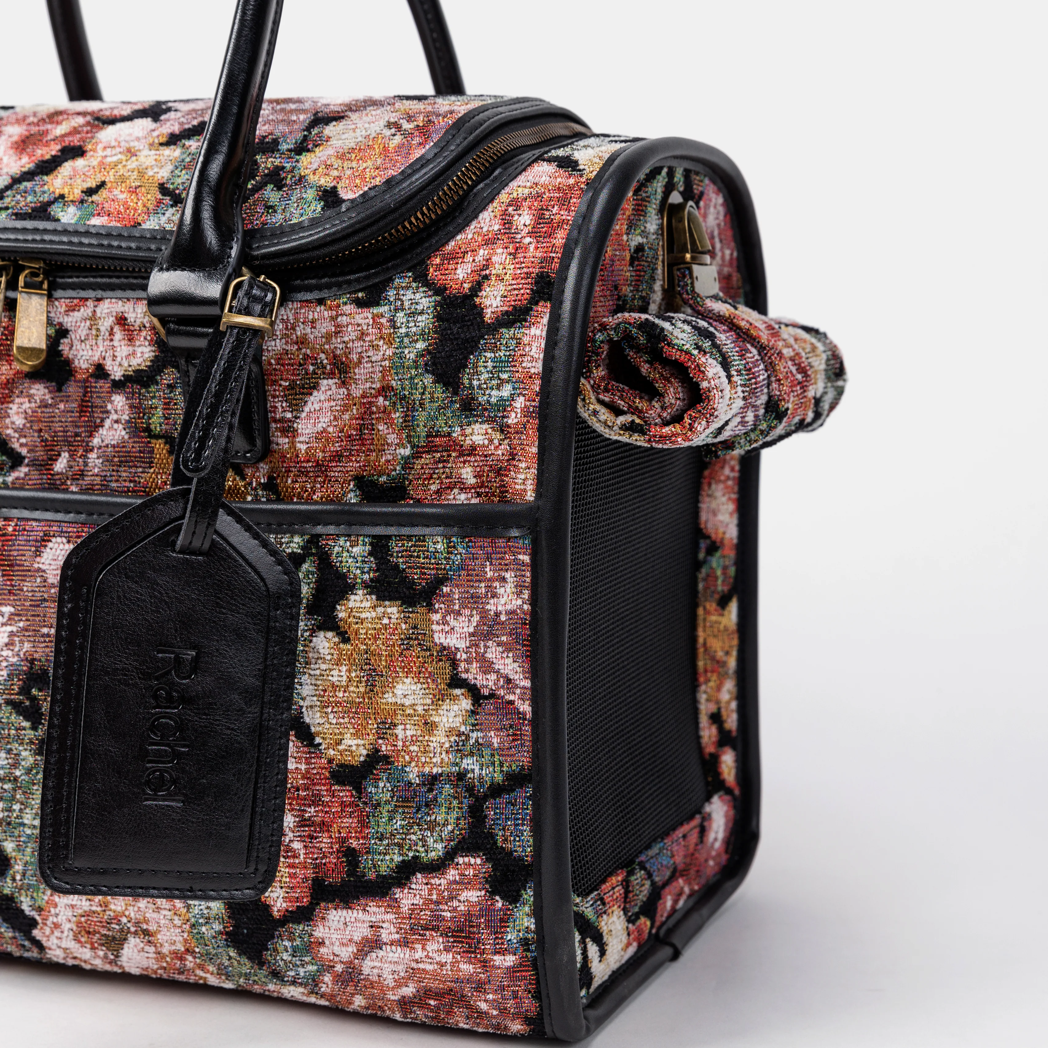 Travel Dog Carrier Bag Floral Rose - Image 6