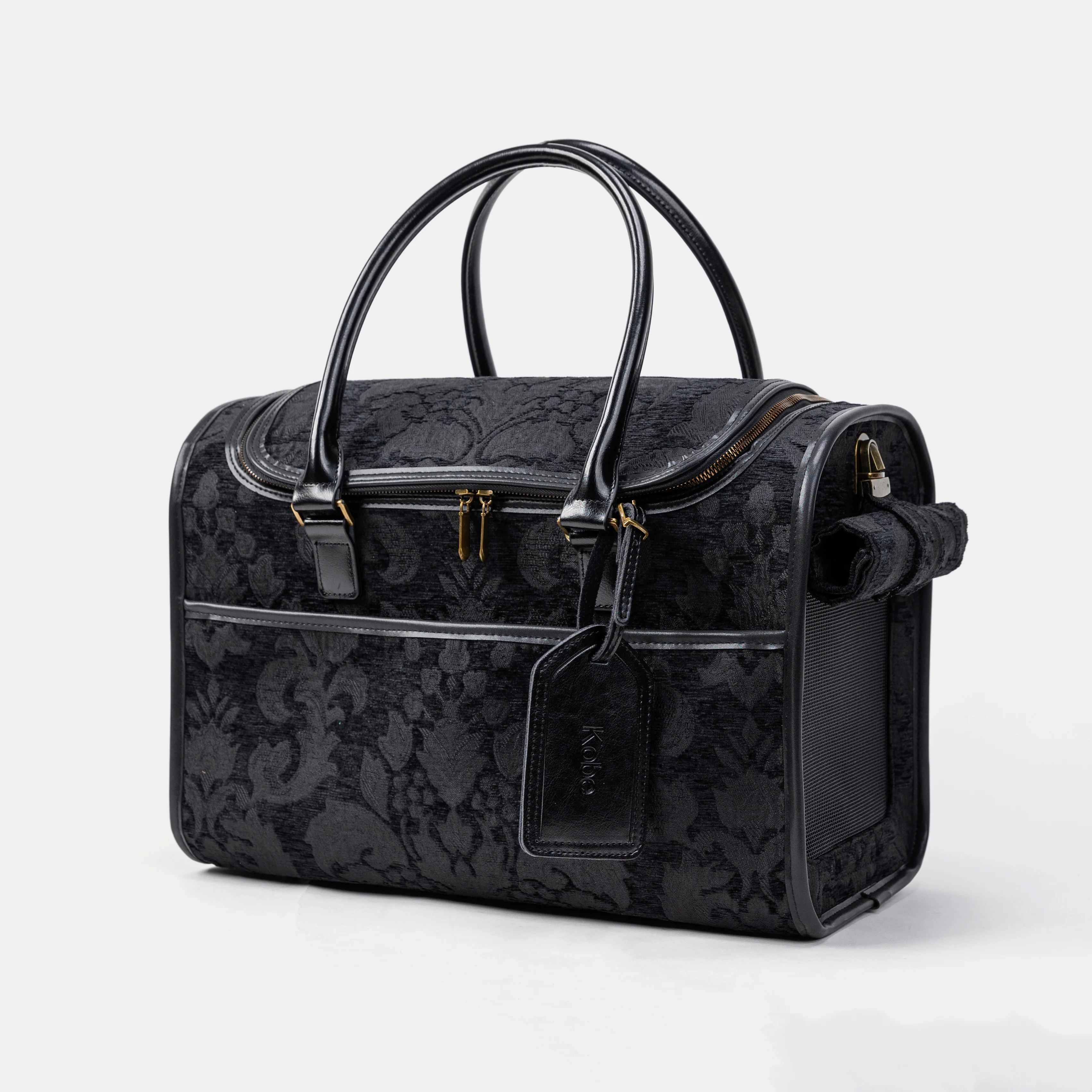 Travel Dog Carrier Bag Victorian Blossom Black/Black