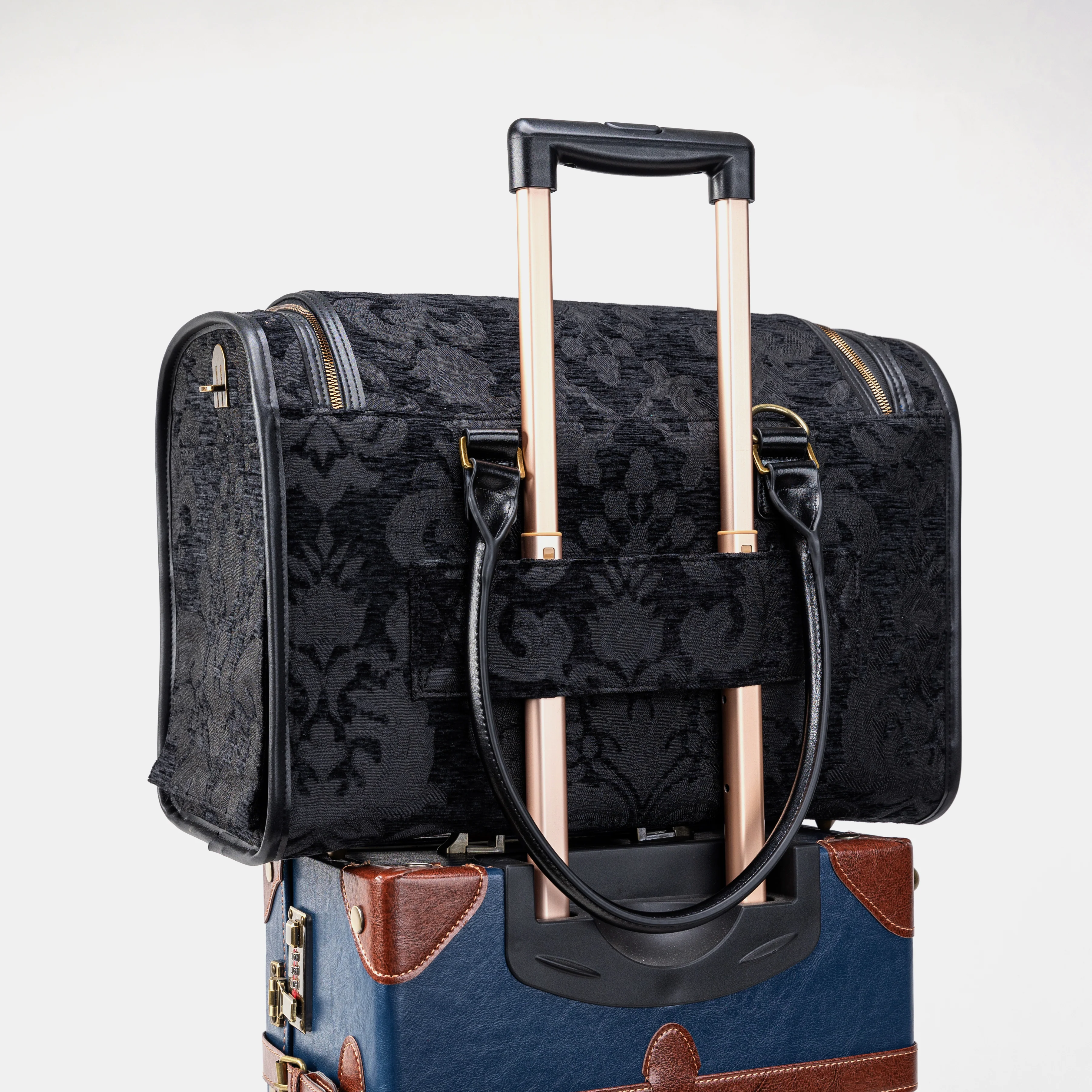Travel Dog Carrier Bag Victorian Blossom Black/Black - Image 11