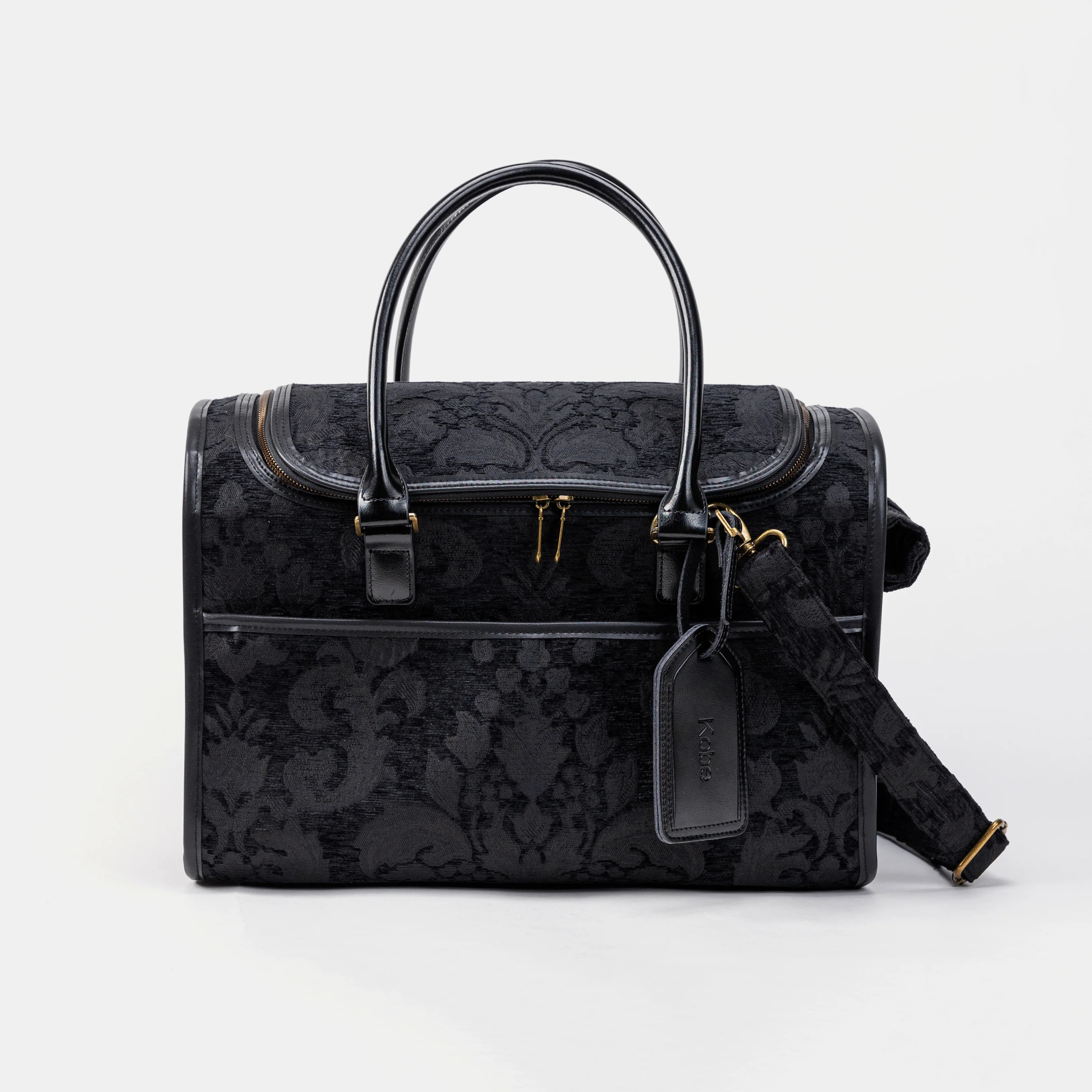 Travel Dog Carrier Bag Victorian Blossom Black/Black - Image 3