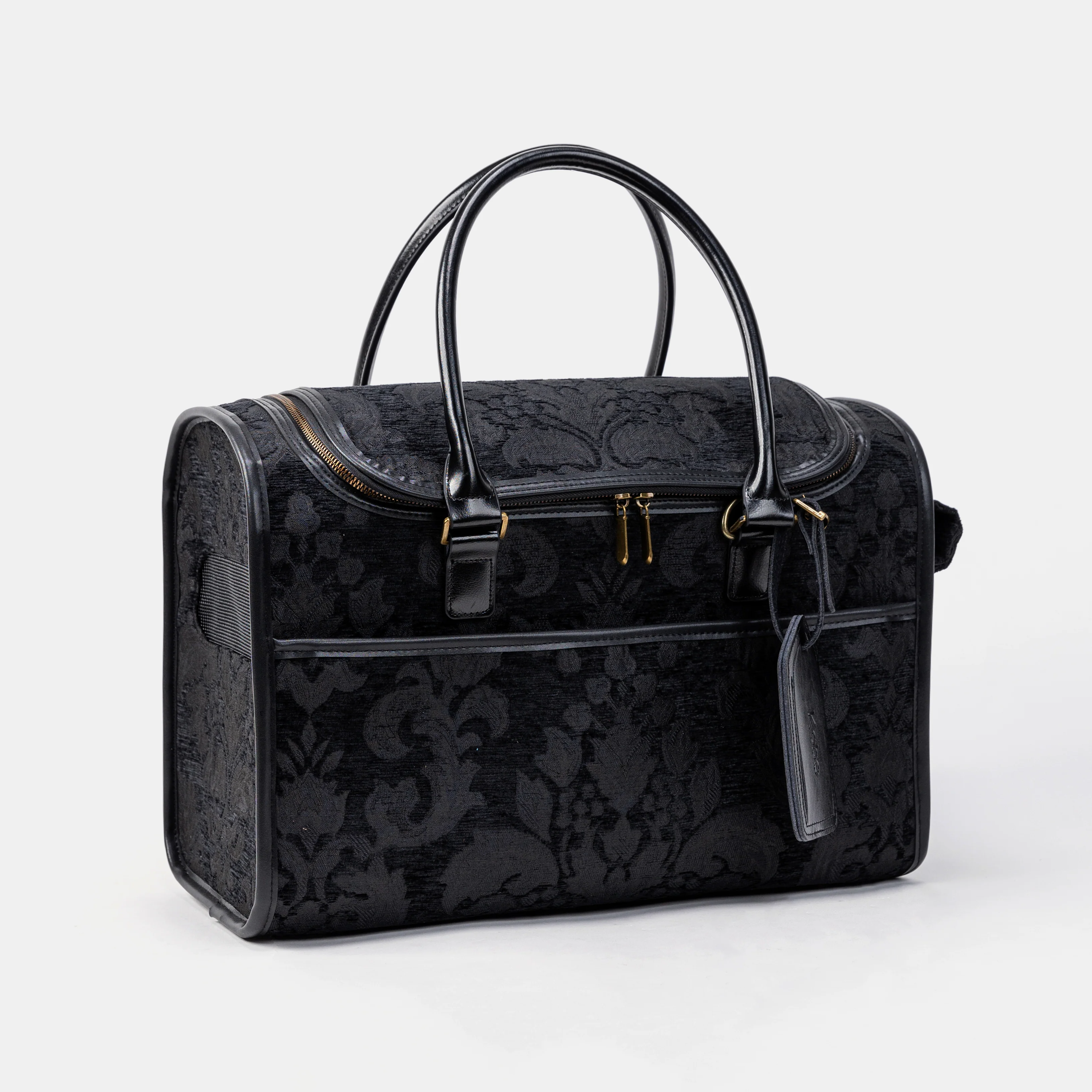 Travel Dog Carrier Bag Victorian Blossom Black/Black - Image 4