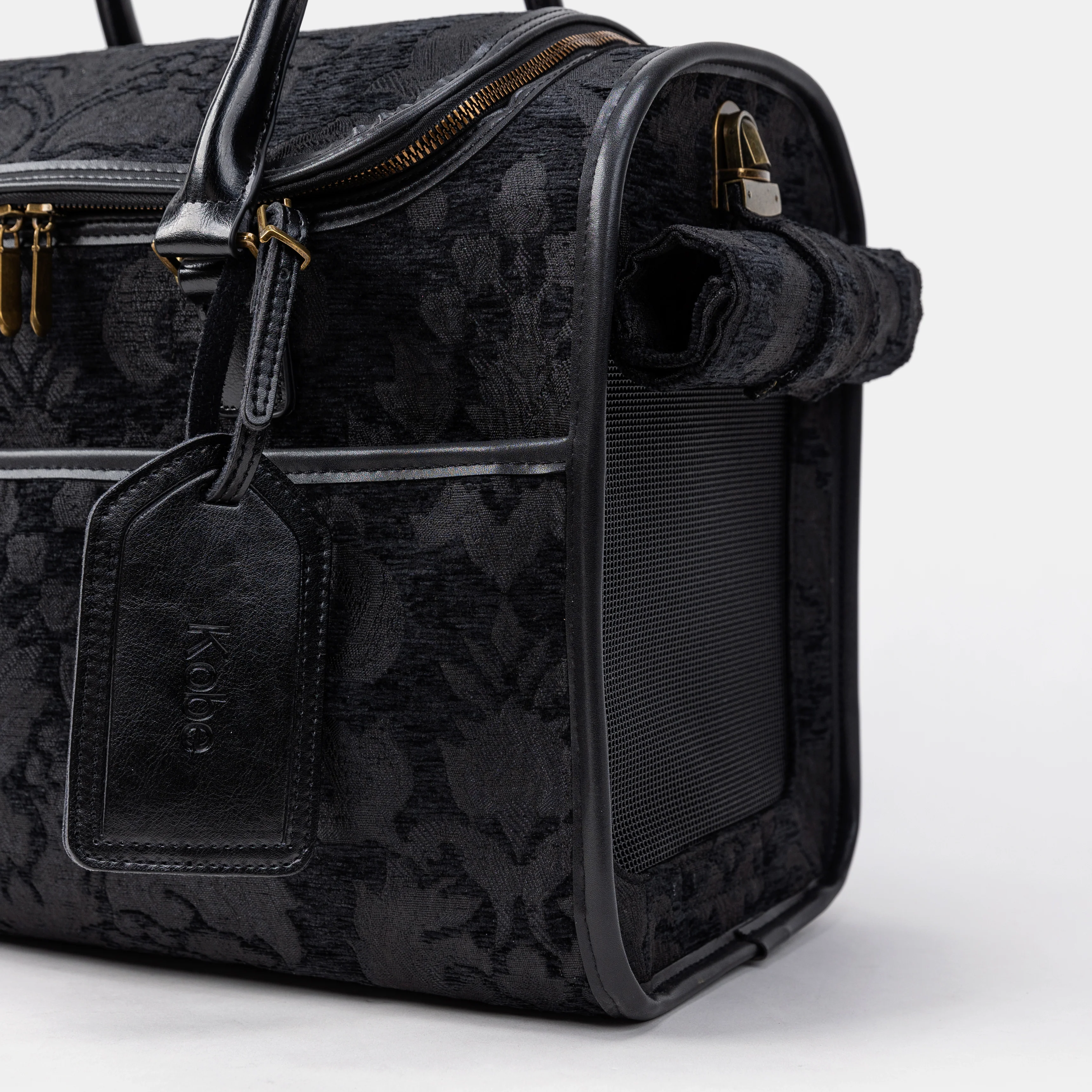 Travel Dog Carrier Bag Victorian Blossom Black/Black - Image 7