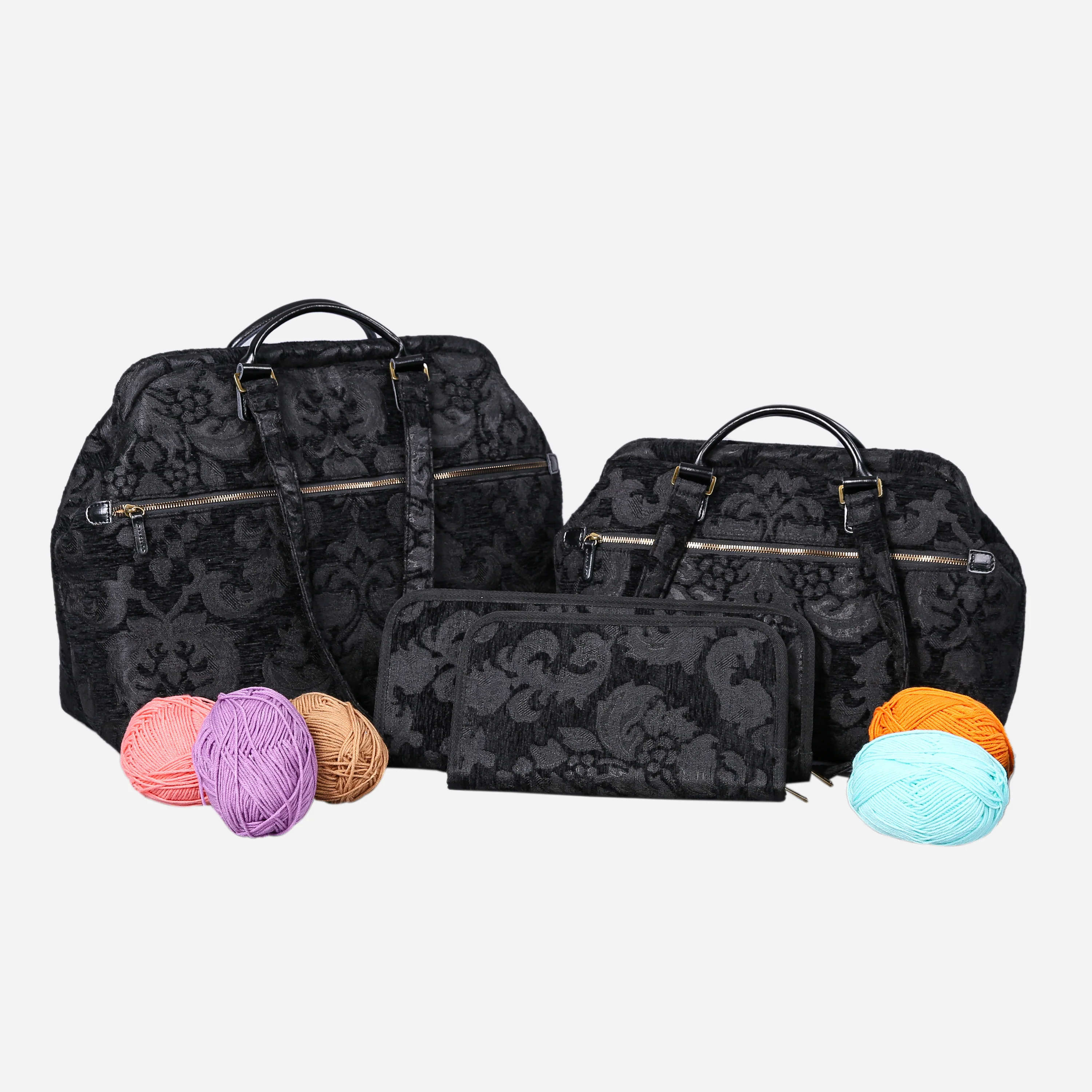 Victorian Blossom Black/Black Knitting Project Bag - Image 4