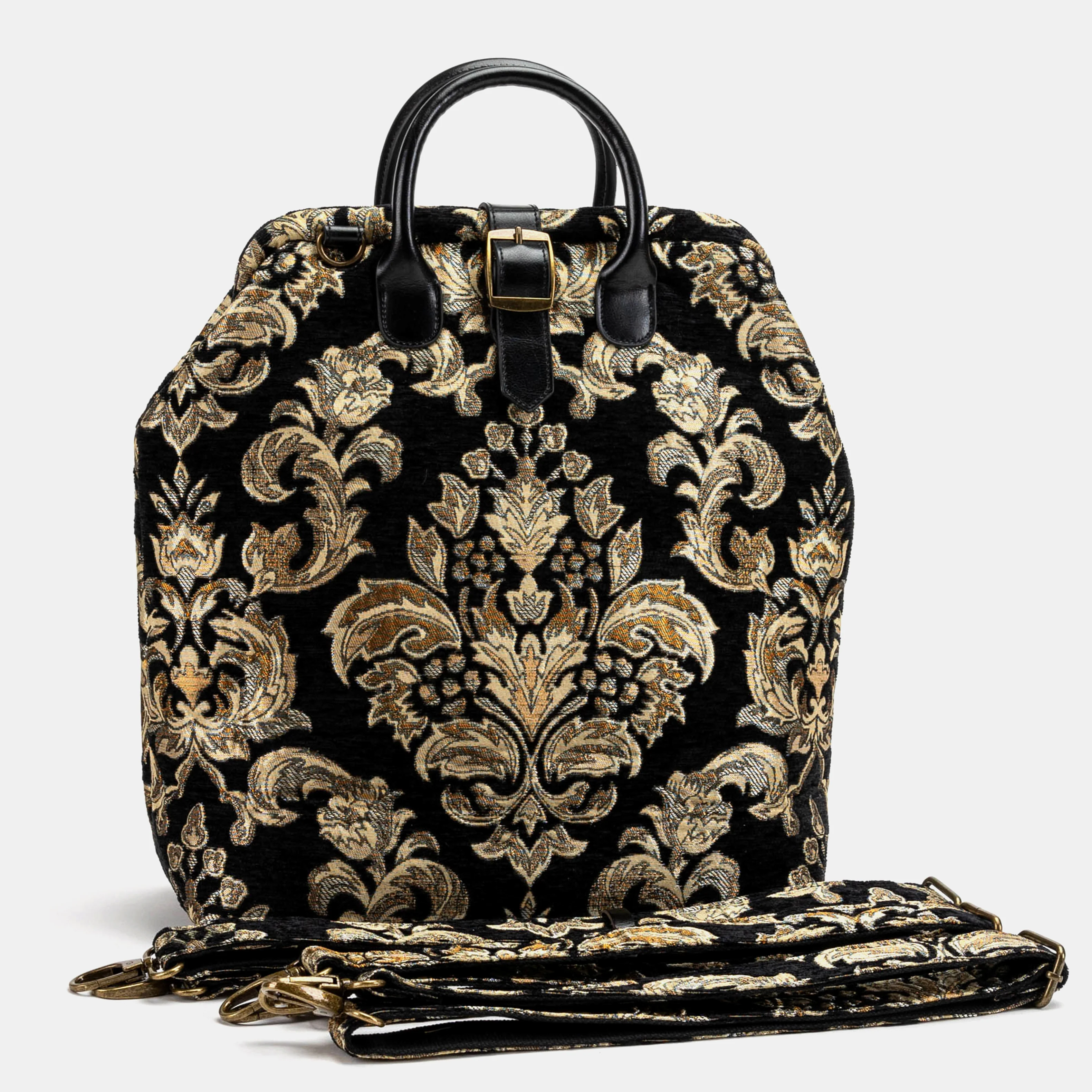 Victorian Blossom Blk/Gold Carpet Laptop Backpack - Image 3