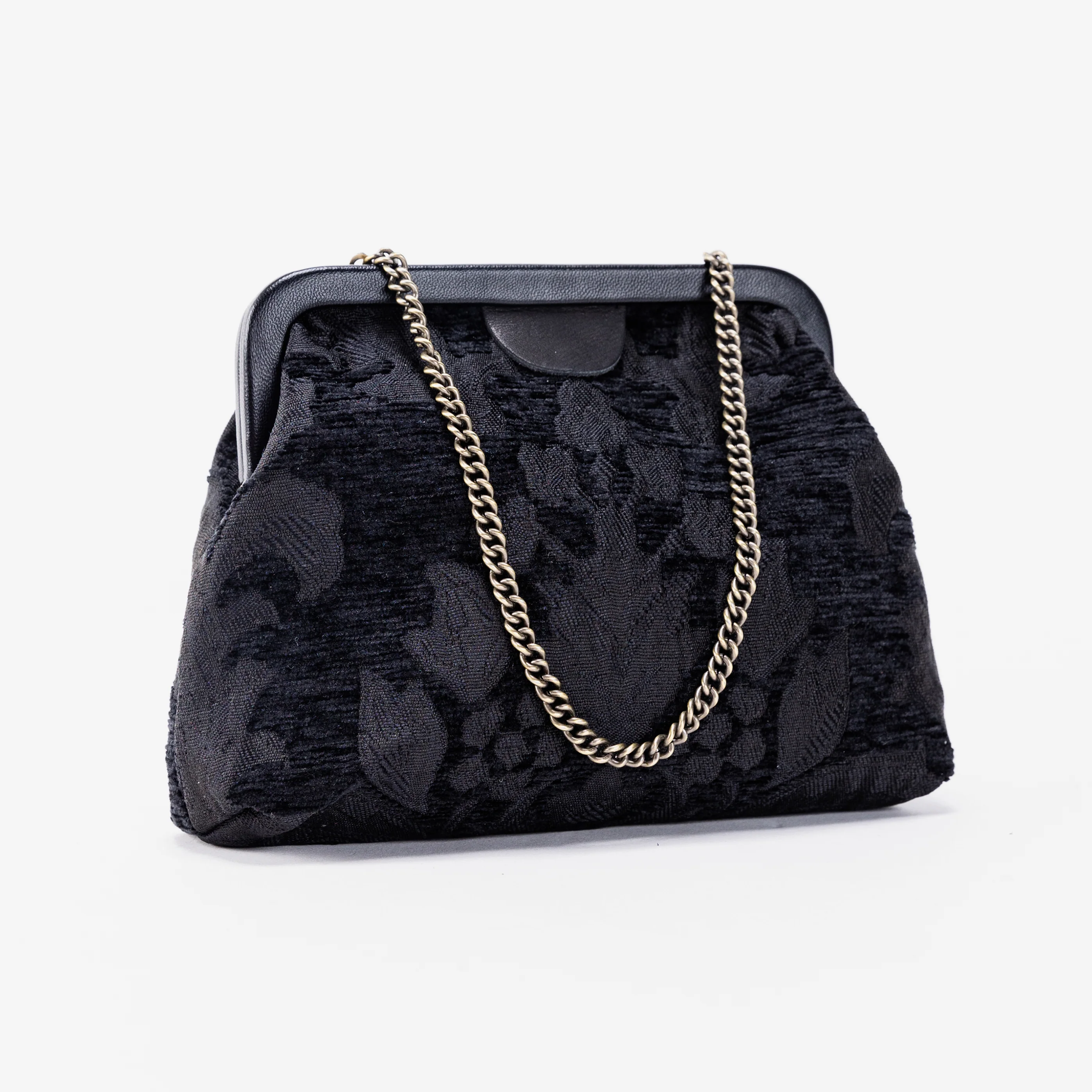 Victorian Blossom Black/Black Alma Clutch