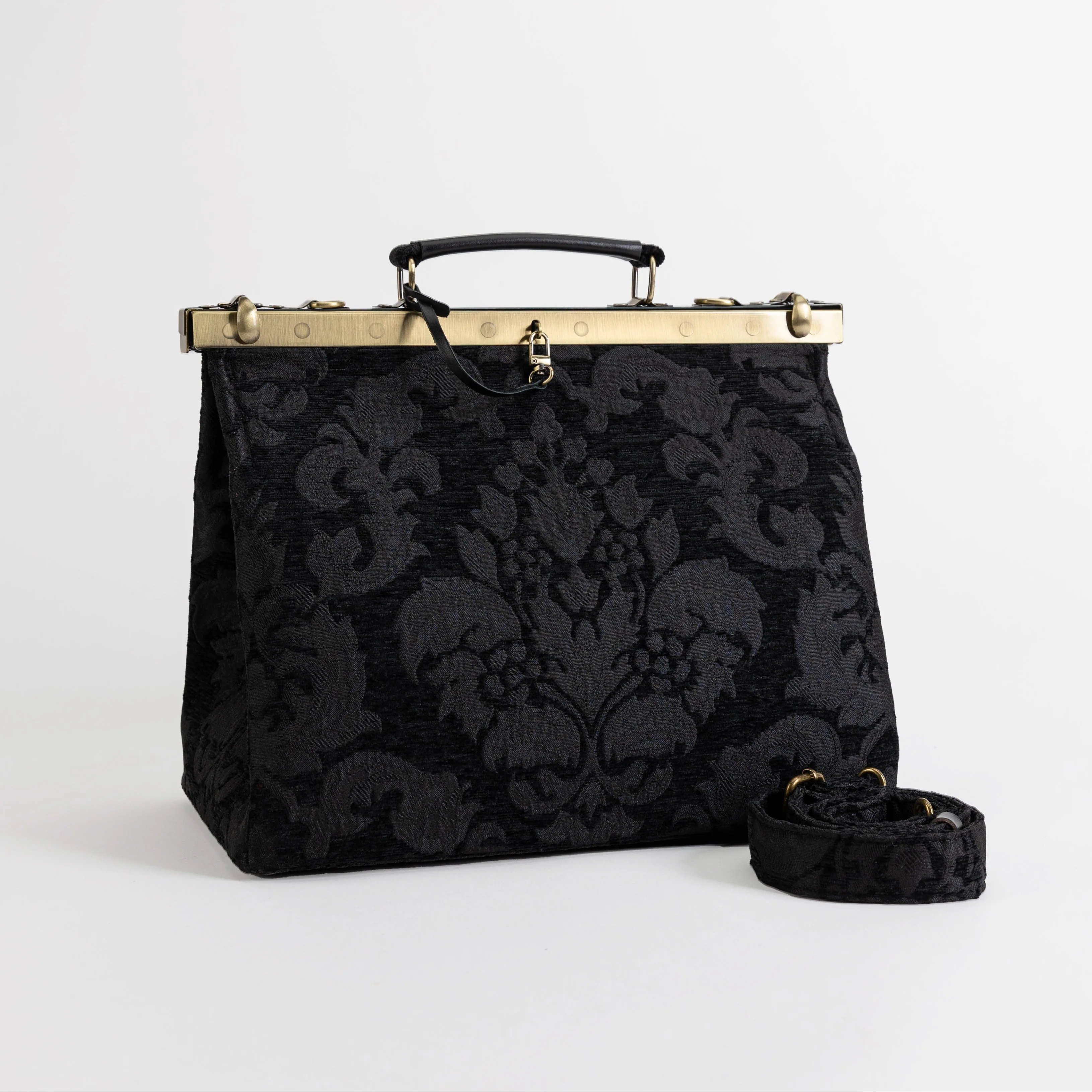 Victorian Blossom Black/Black Celine Carpet Gladstone Bag