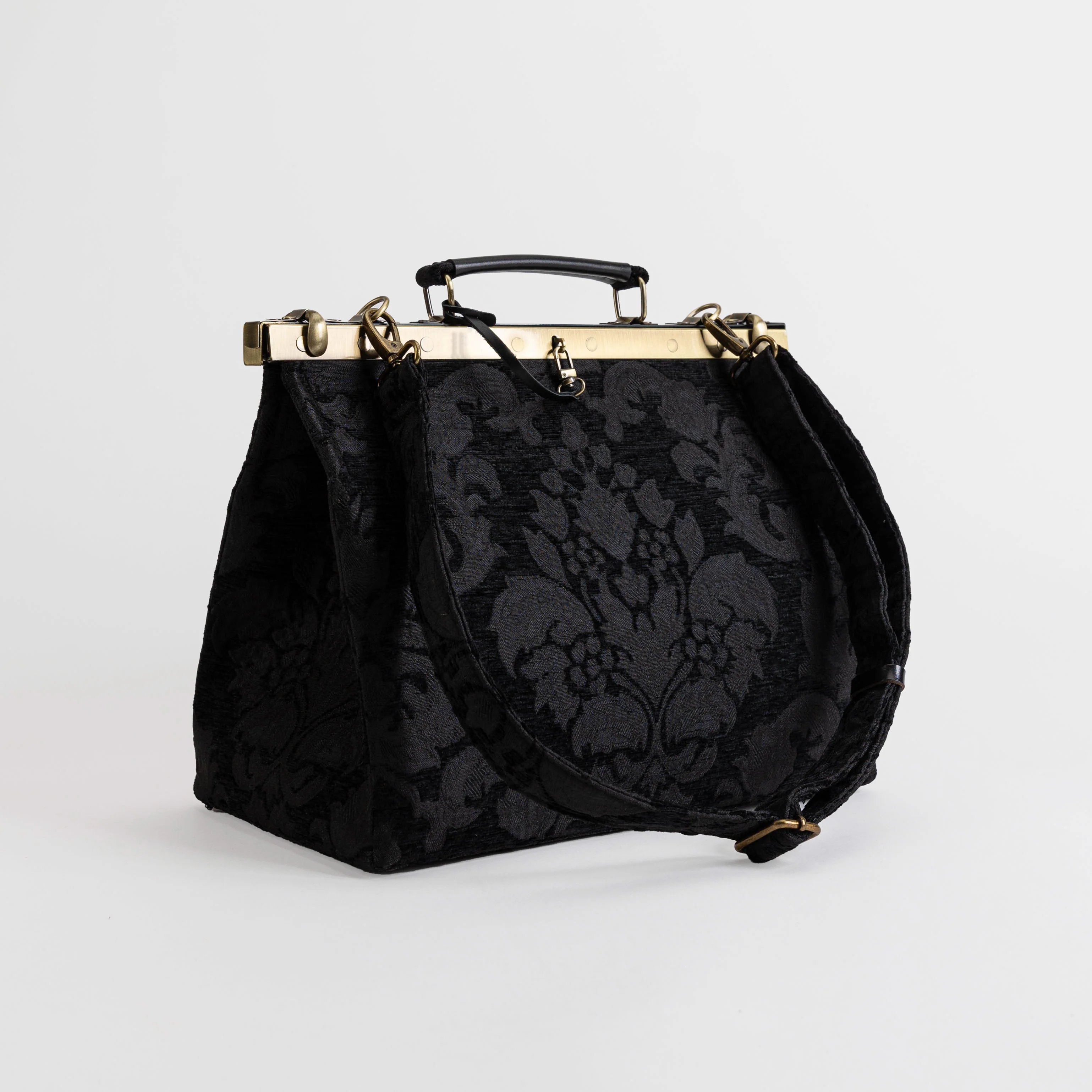 Victorian Blossom Black/Black Celine Carpet Gladstone Bag - Image 9