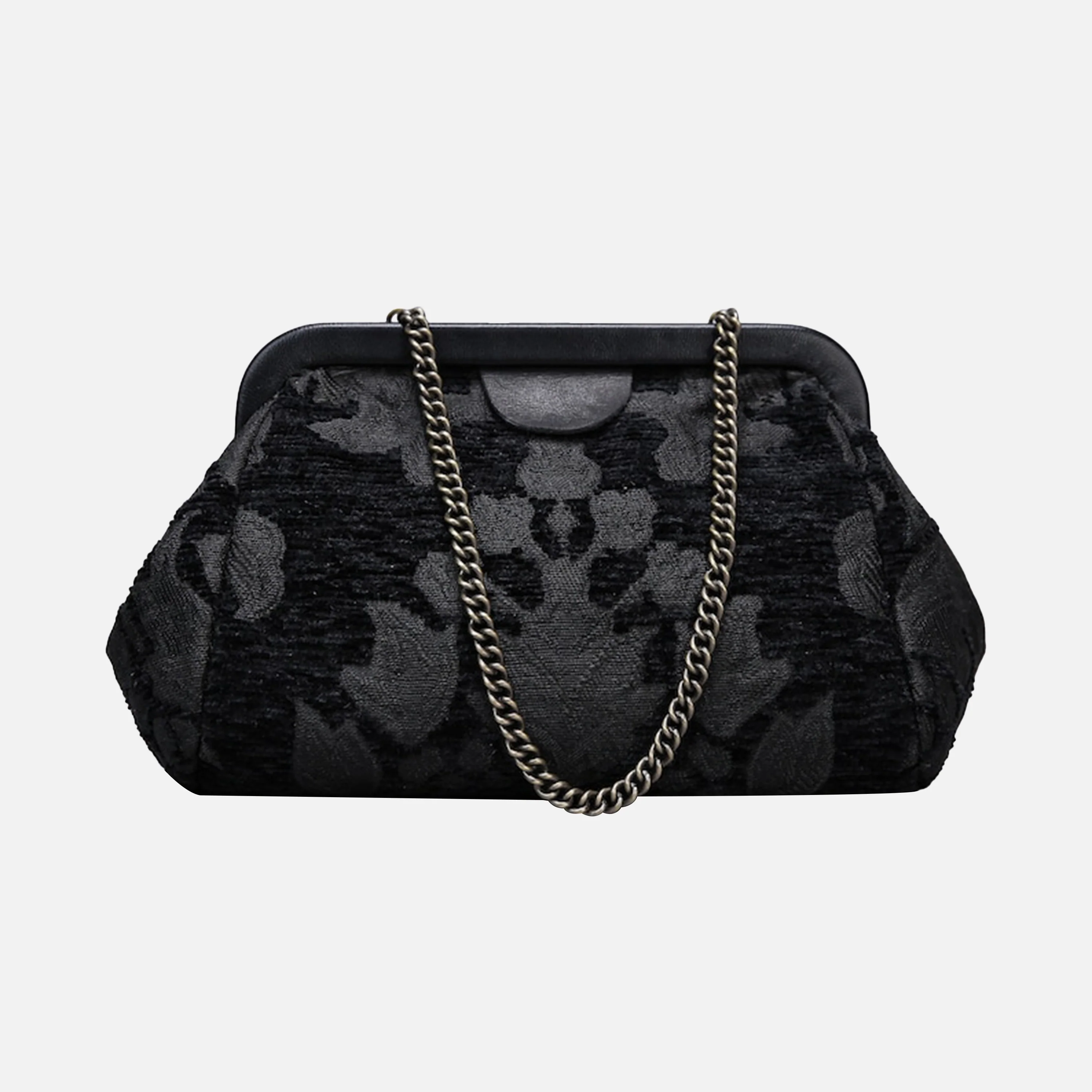 Victorian Blossom Black/Black Evening Bag Clutch