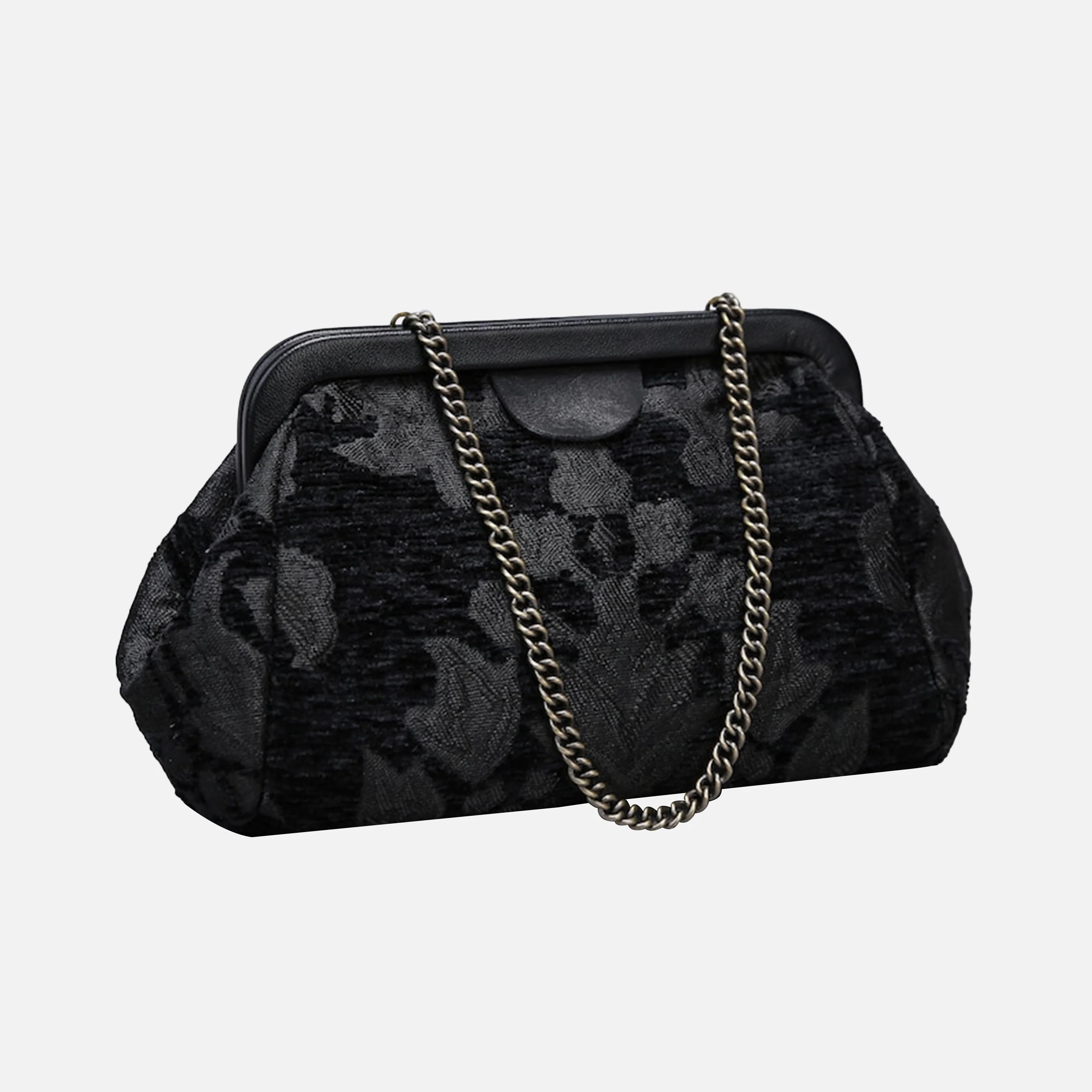 Victorian Blossom Black/Black Evening Bag Clutch - Image 2