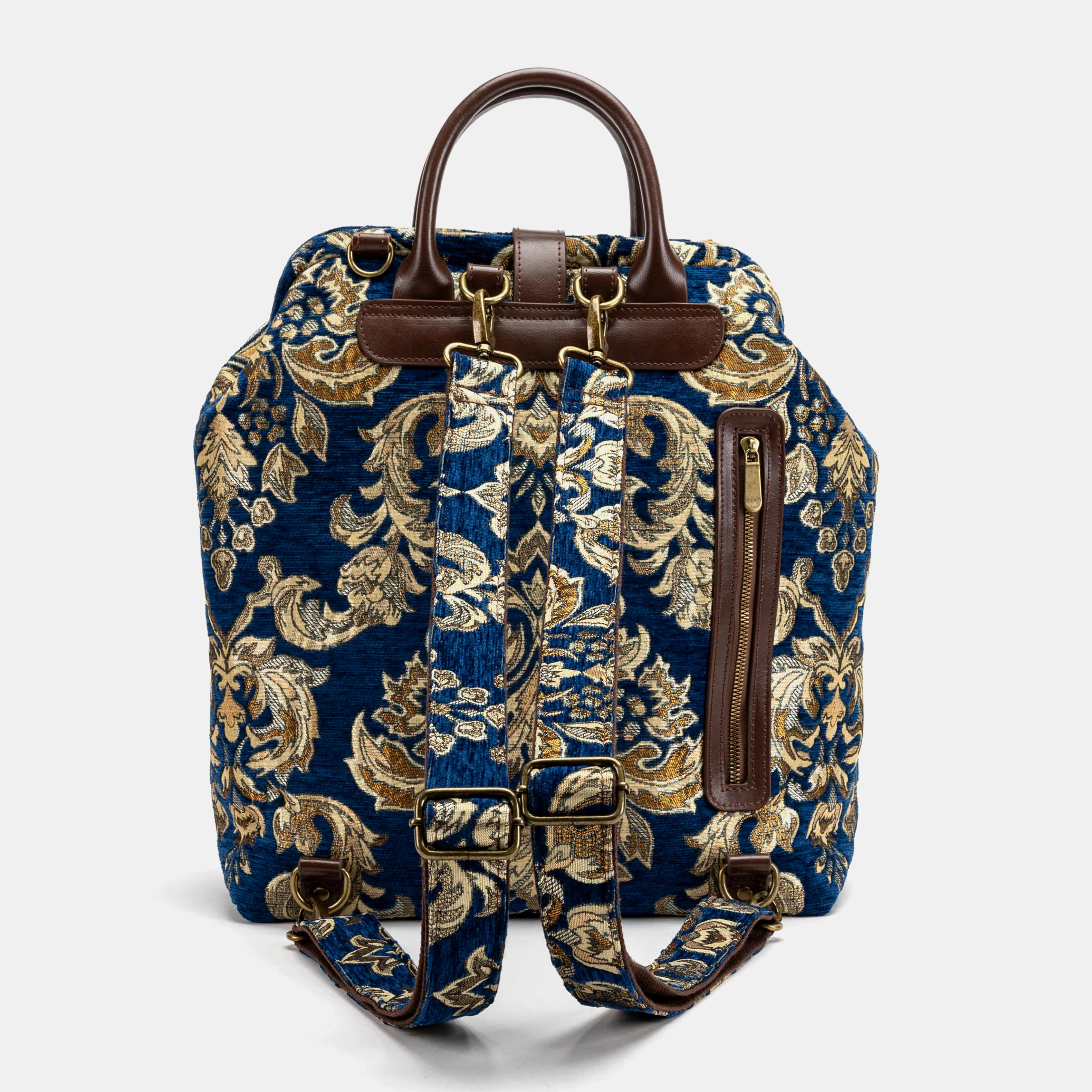 Victorian Blossom Blue/Gold Carpet Laptop Backpack - Image 2