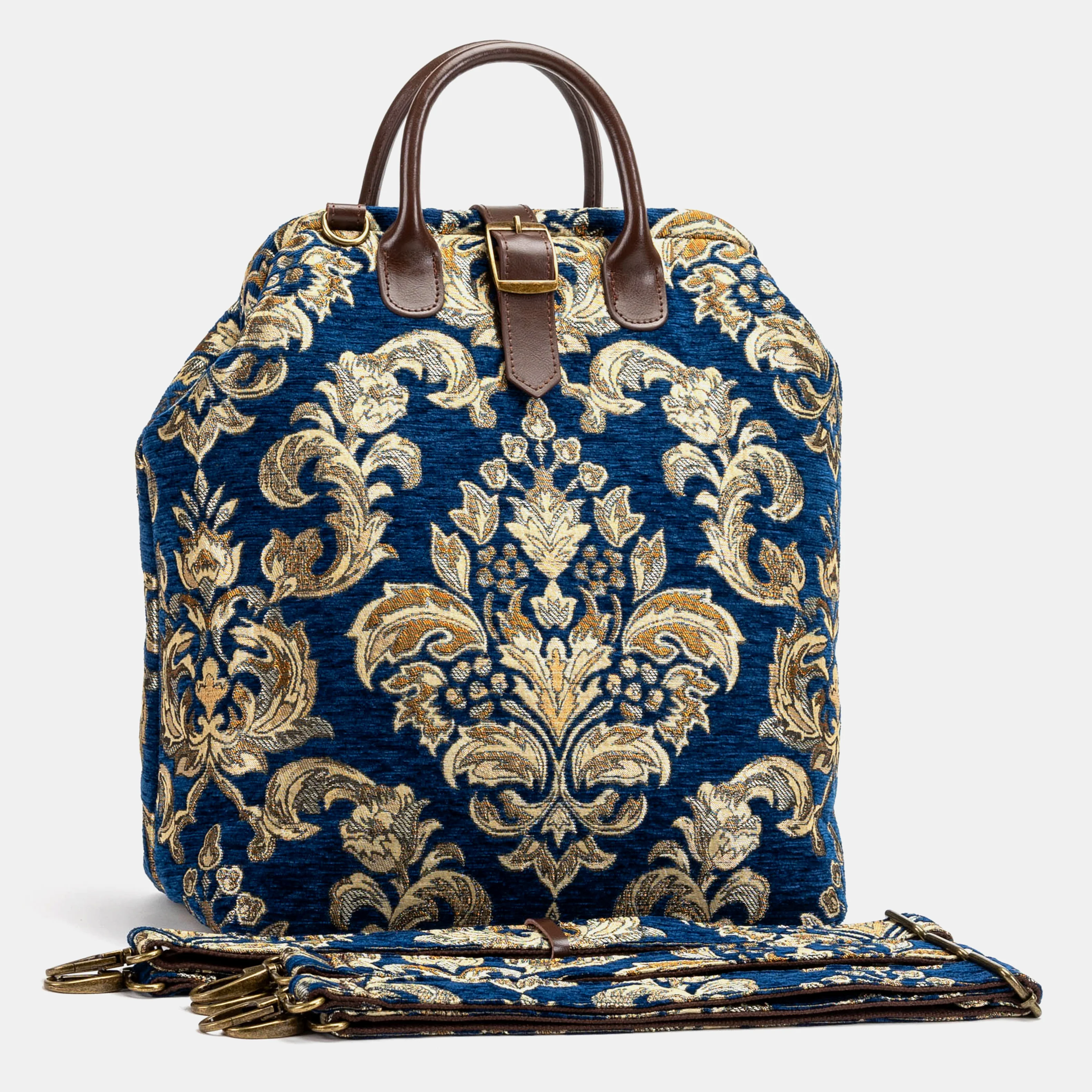 Victorian Blossom Blue/Gold Carpet Laptop Backpack - Image 3