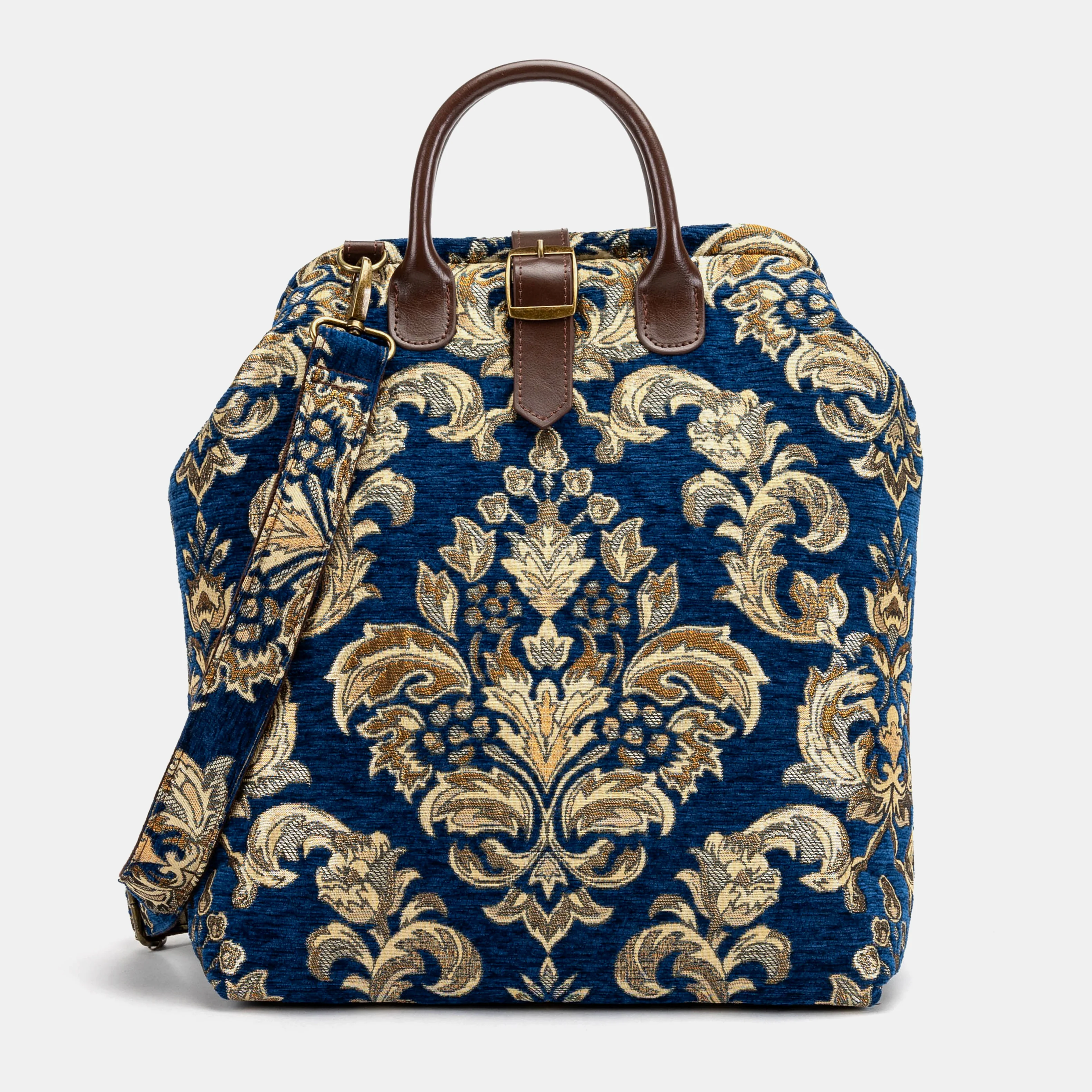 Victorian Blossom Blue/Gold Carpet Laptop Backpack - Image 4
