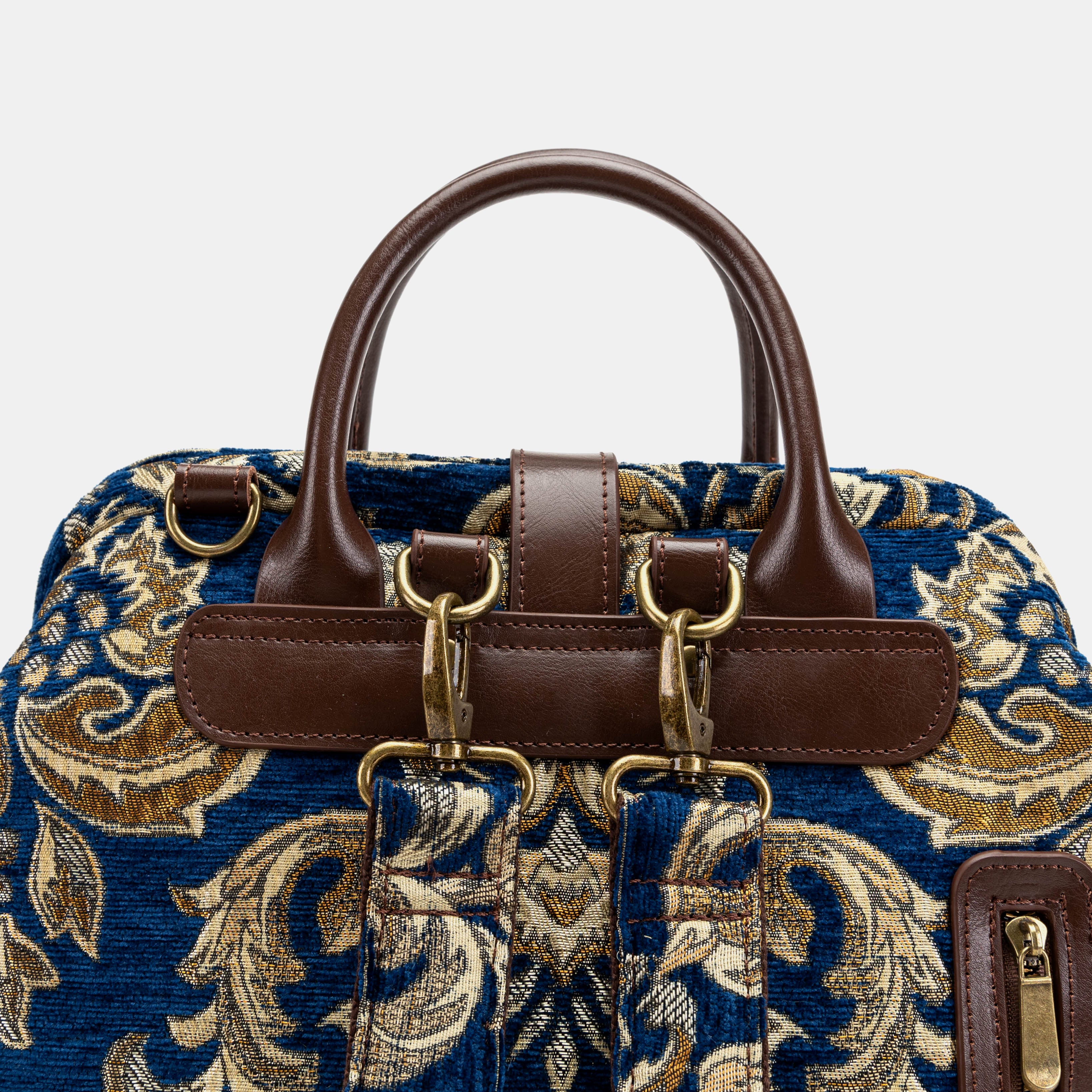 Victorian Blossom Blue/Gold Carpet Laptop Backpack - Image 6
