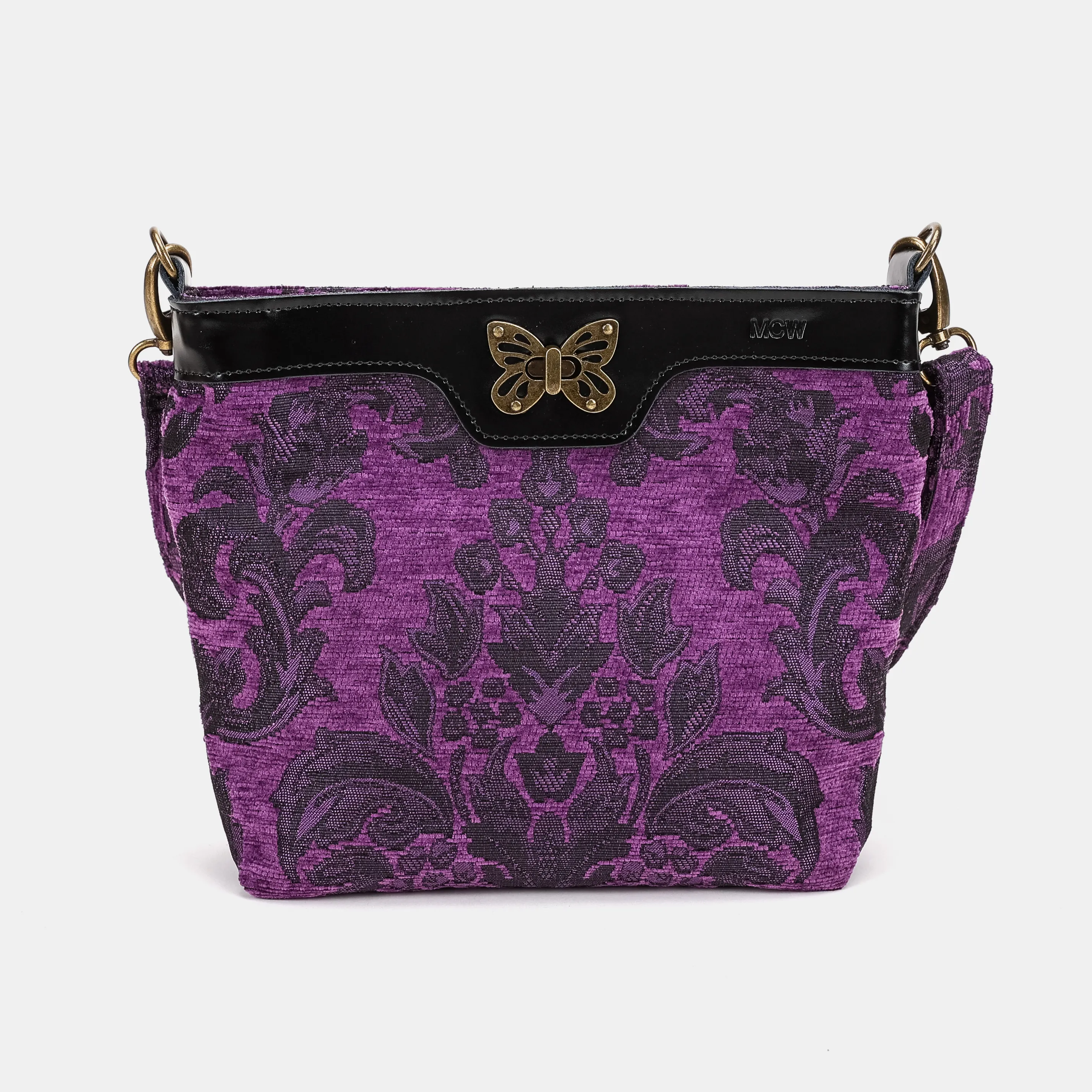 Victorian Blossom Purple Butterfly Crossbody Bag