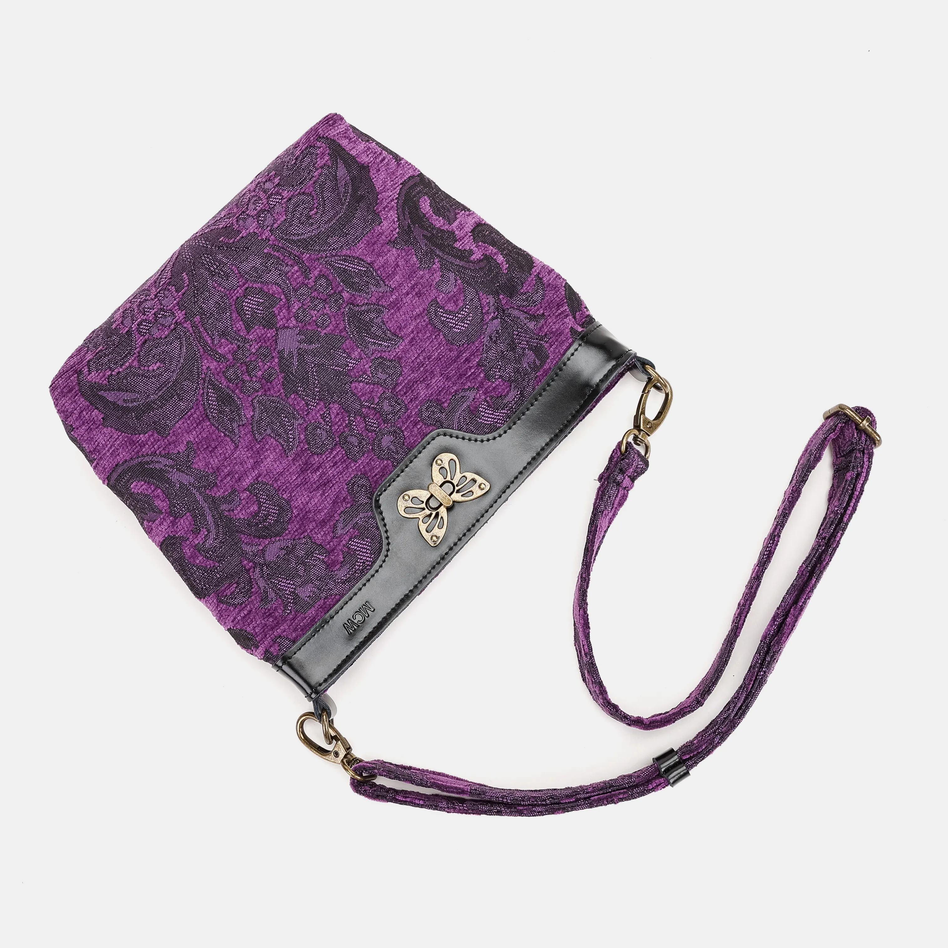 Victorian Blossom Purple Butterfly Crossbody Bag - Image 2