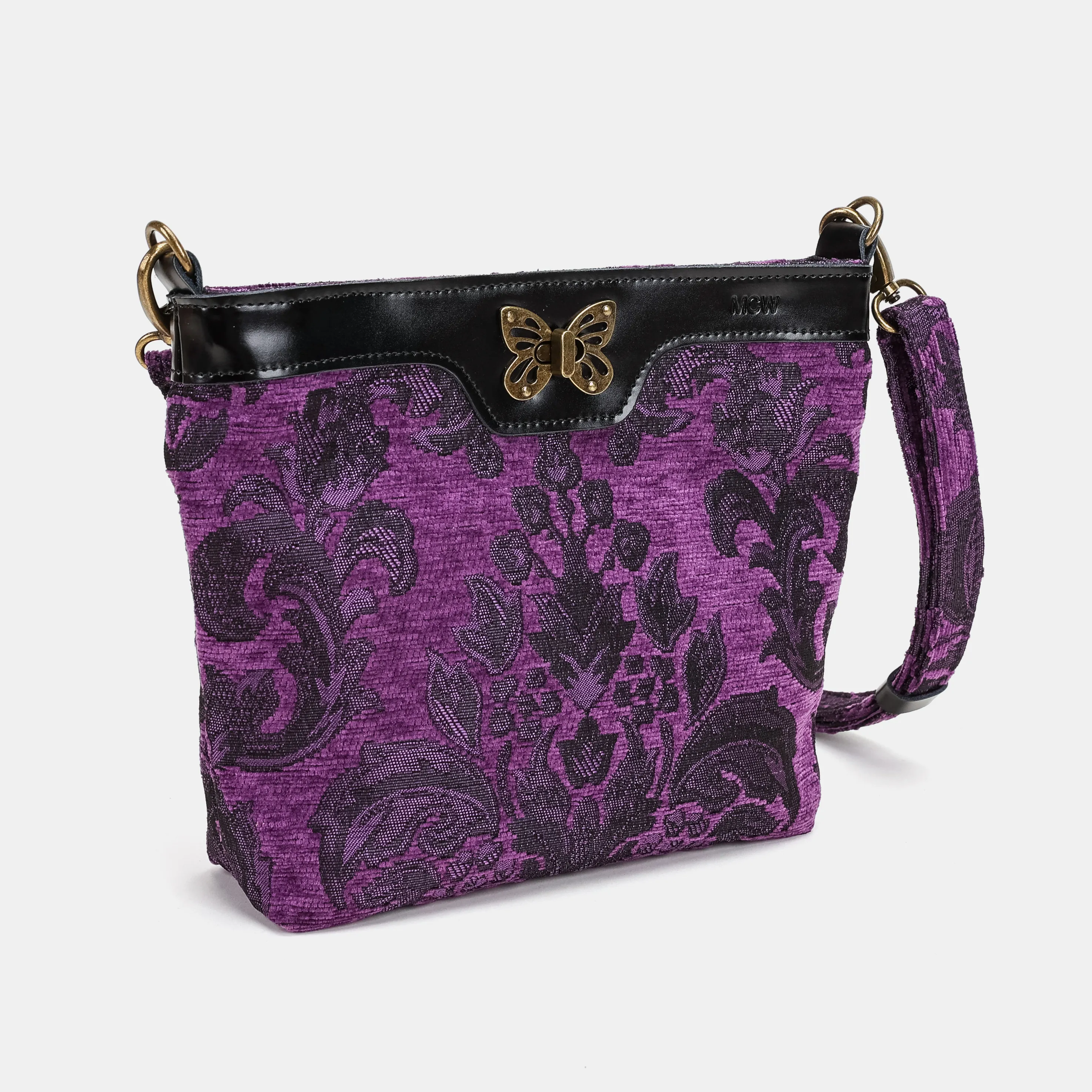 Victorian Blossom Purple Butterfly Crossbody Bag - Image 4
