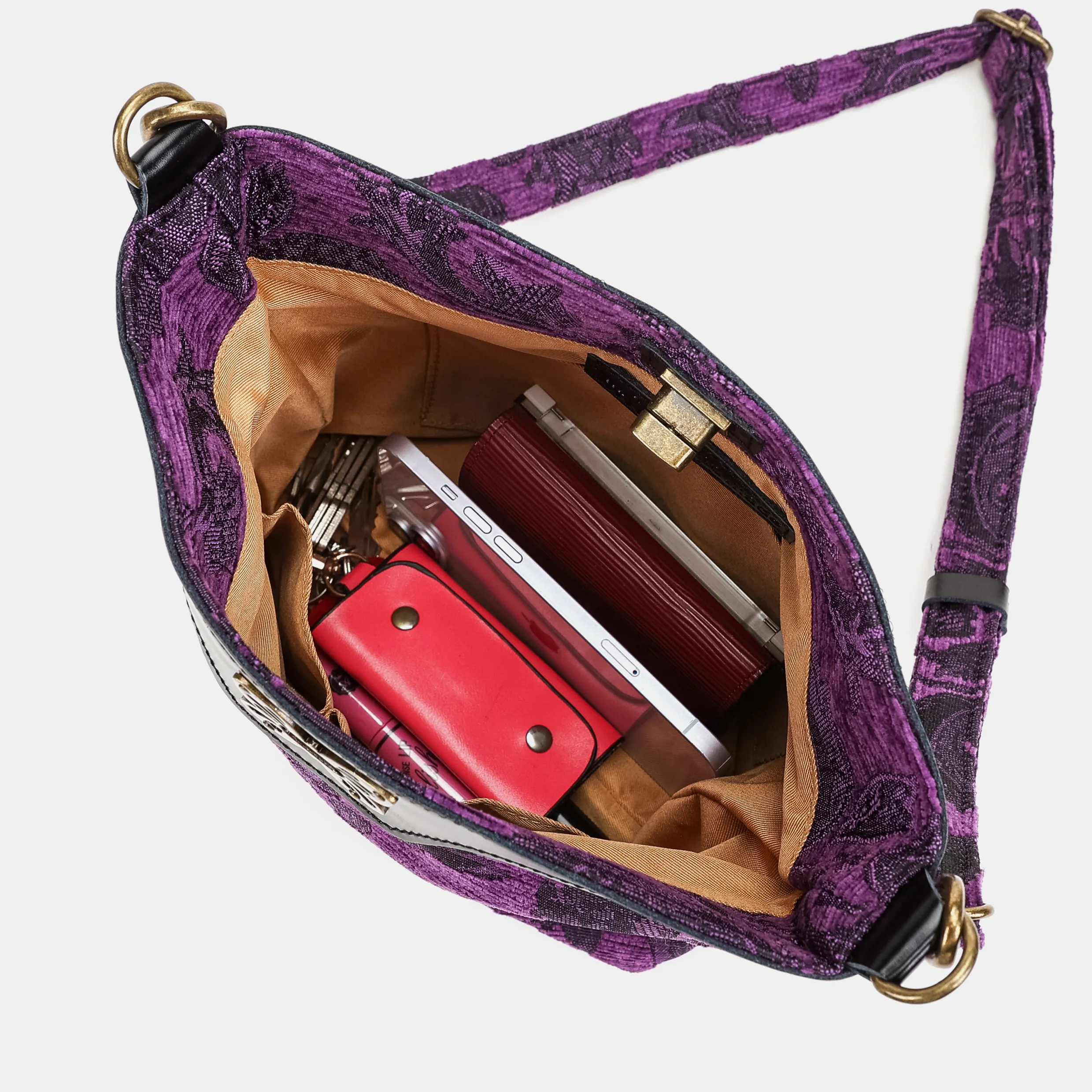 Victorian Blossom Purple Butterfly Crossbody Bag - Image 9