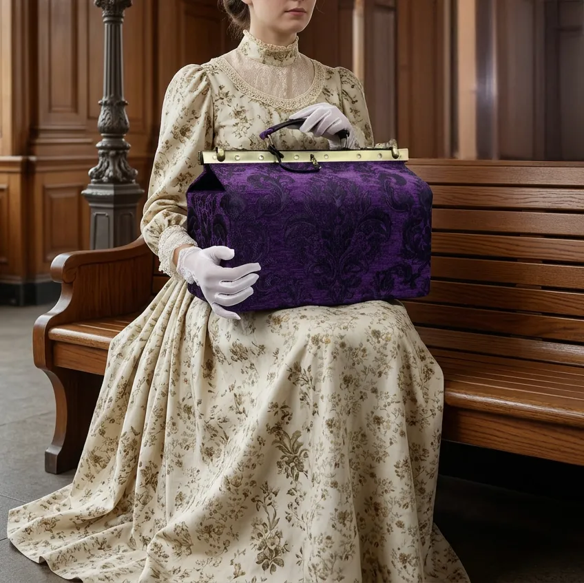 Victorian Blossom Purple Genevieve Carpet Gladstone Bag