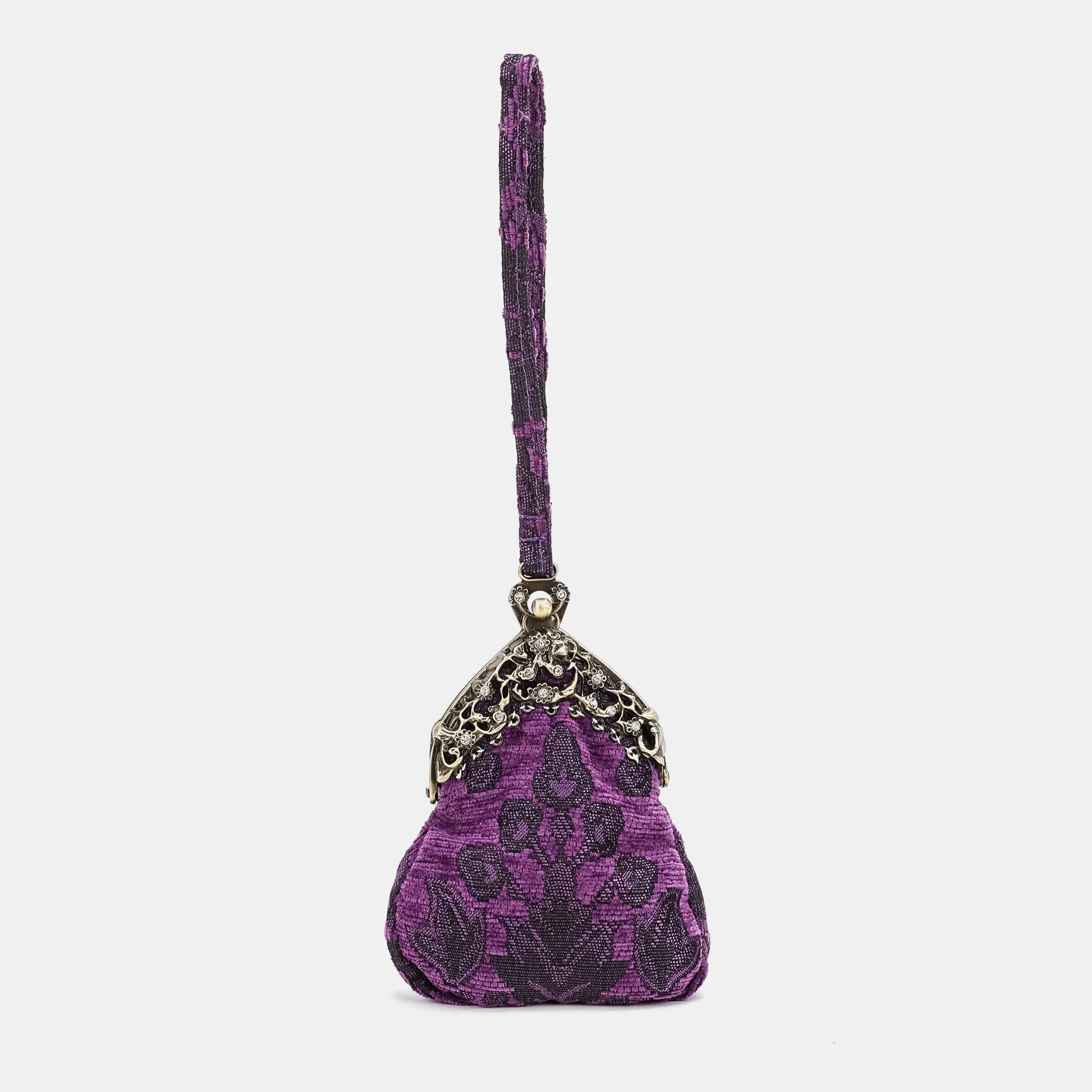 Victorian Blossom Purple Chatelaine Purse Wristlet Bag - Image 2