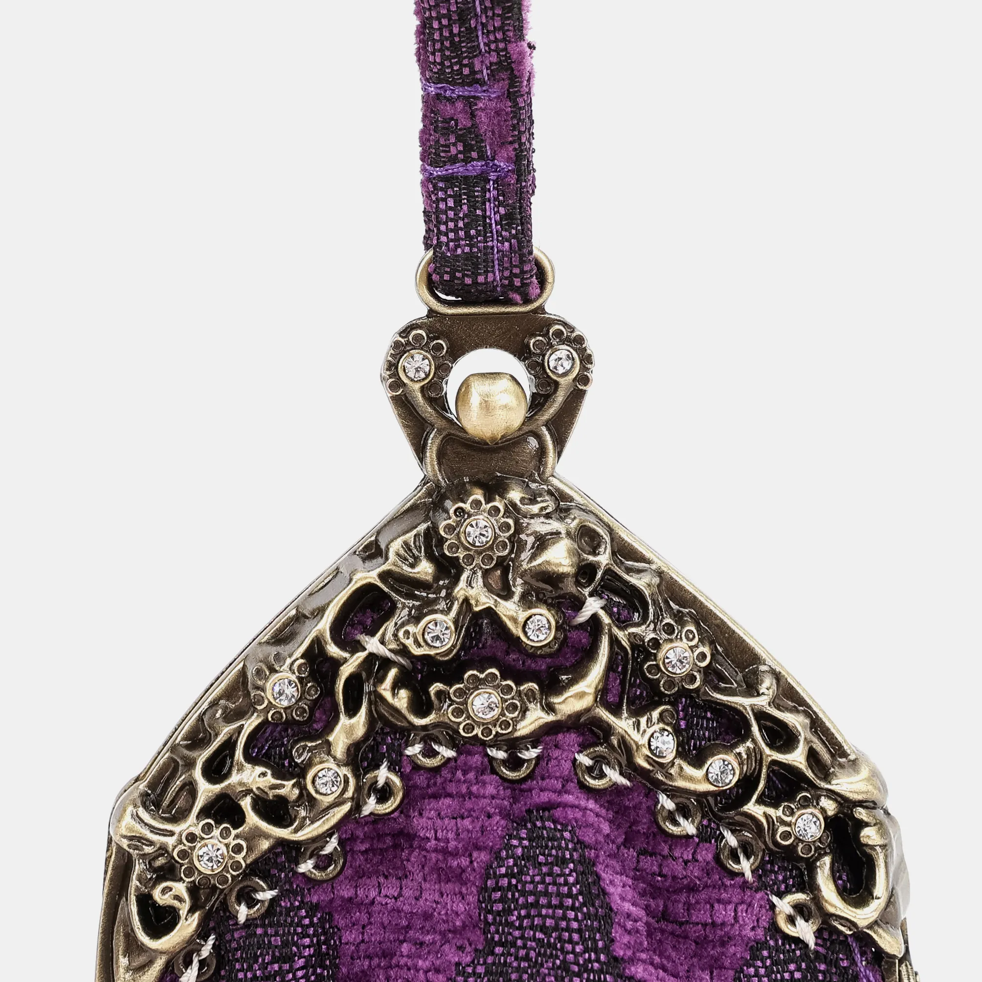 Victorian Blossom Purple Chatelaine Purse Wristlet Bag - Image 4