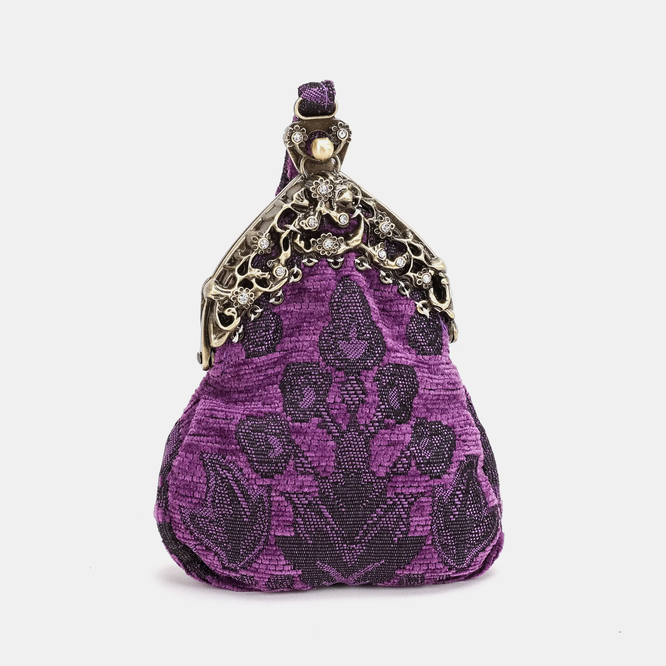 Victorian Blossom Purple Chatelaine Purse Wristlet Bag - Image 5