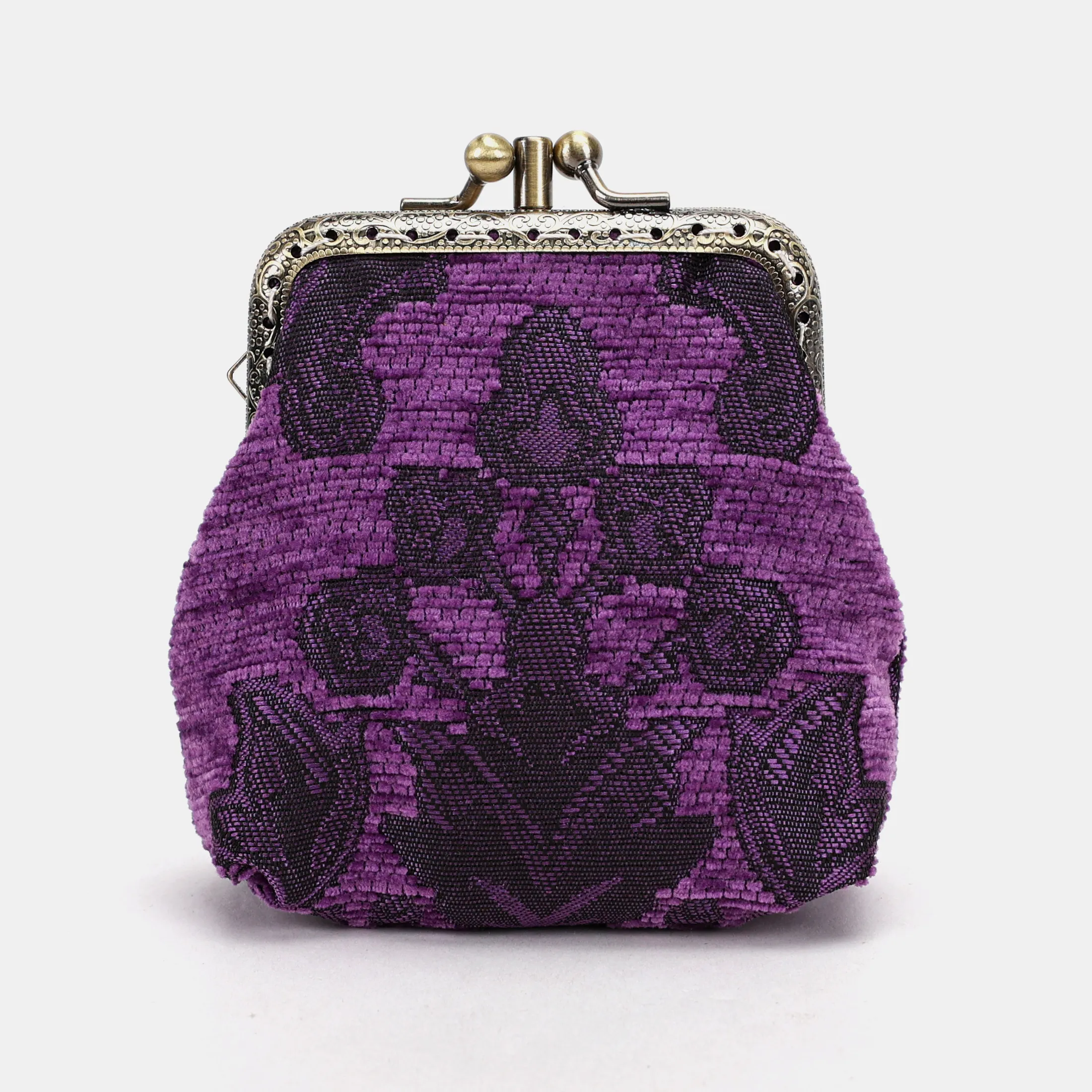 Victorian Blossom Purple Double Kiss Clasp Coin Purse - Image 2
