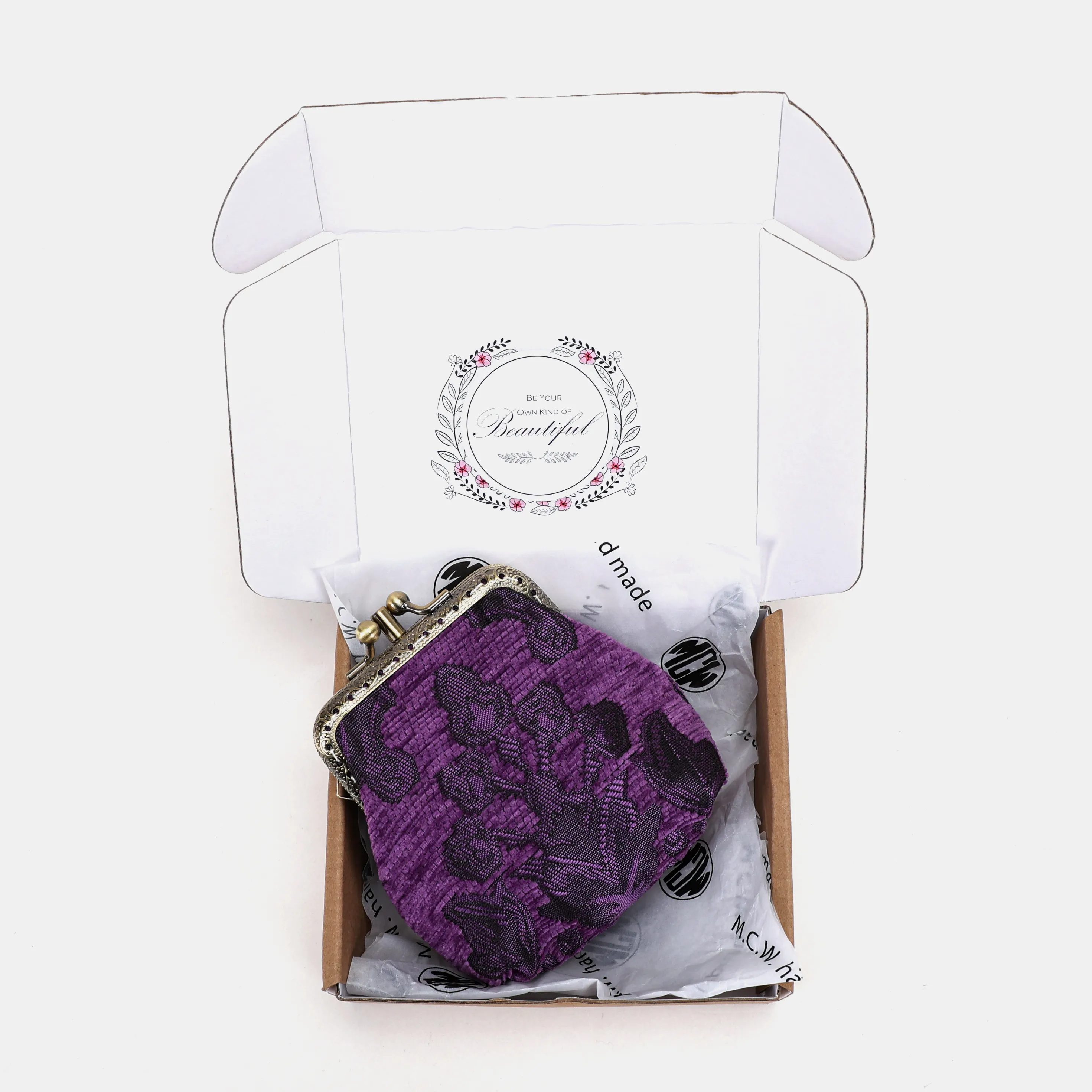 Victorian Blossom Purple Double Kiss Clasp Coin Purse - Image 8