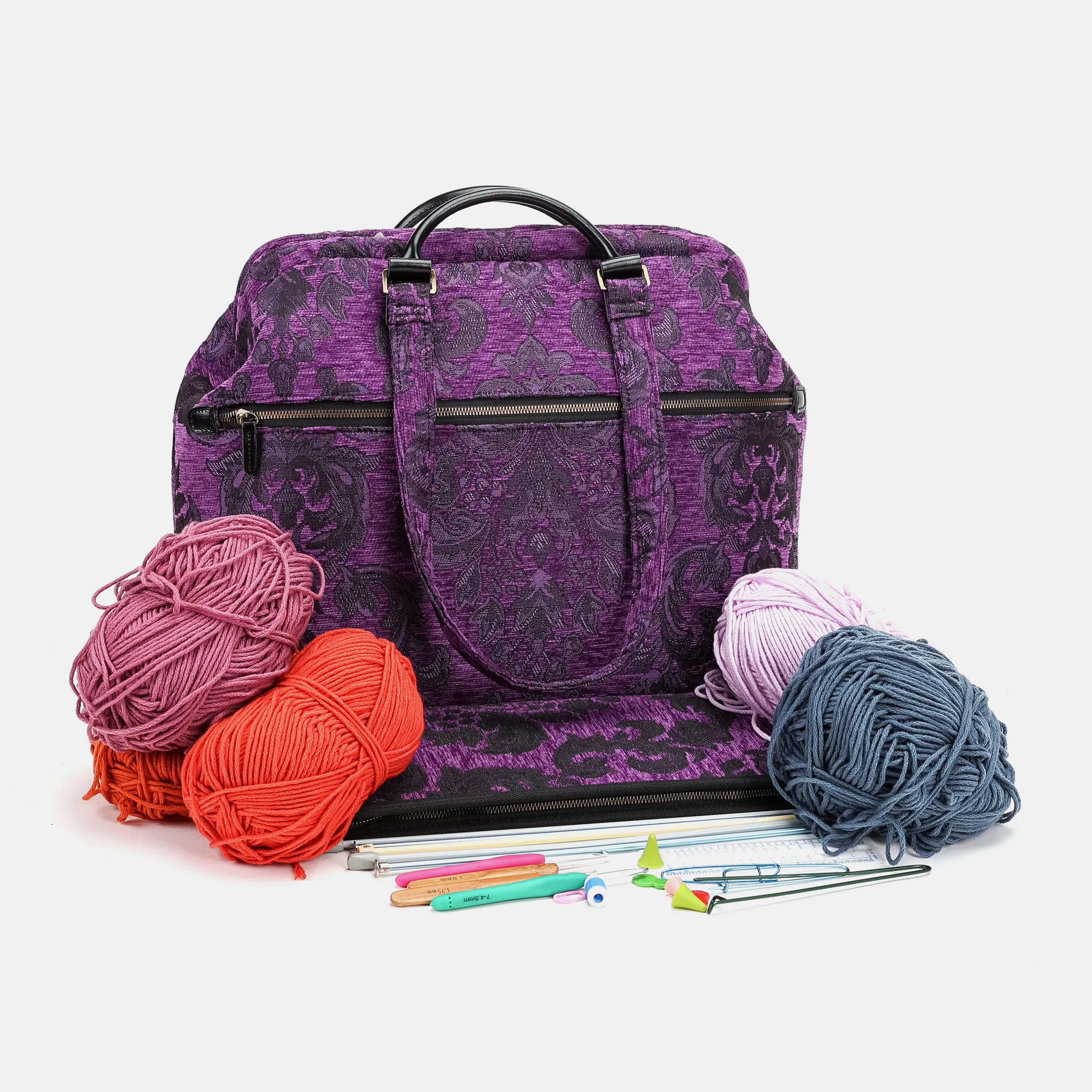 Victorian Blossom Purple Knitting Project Bag - Image 4