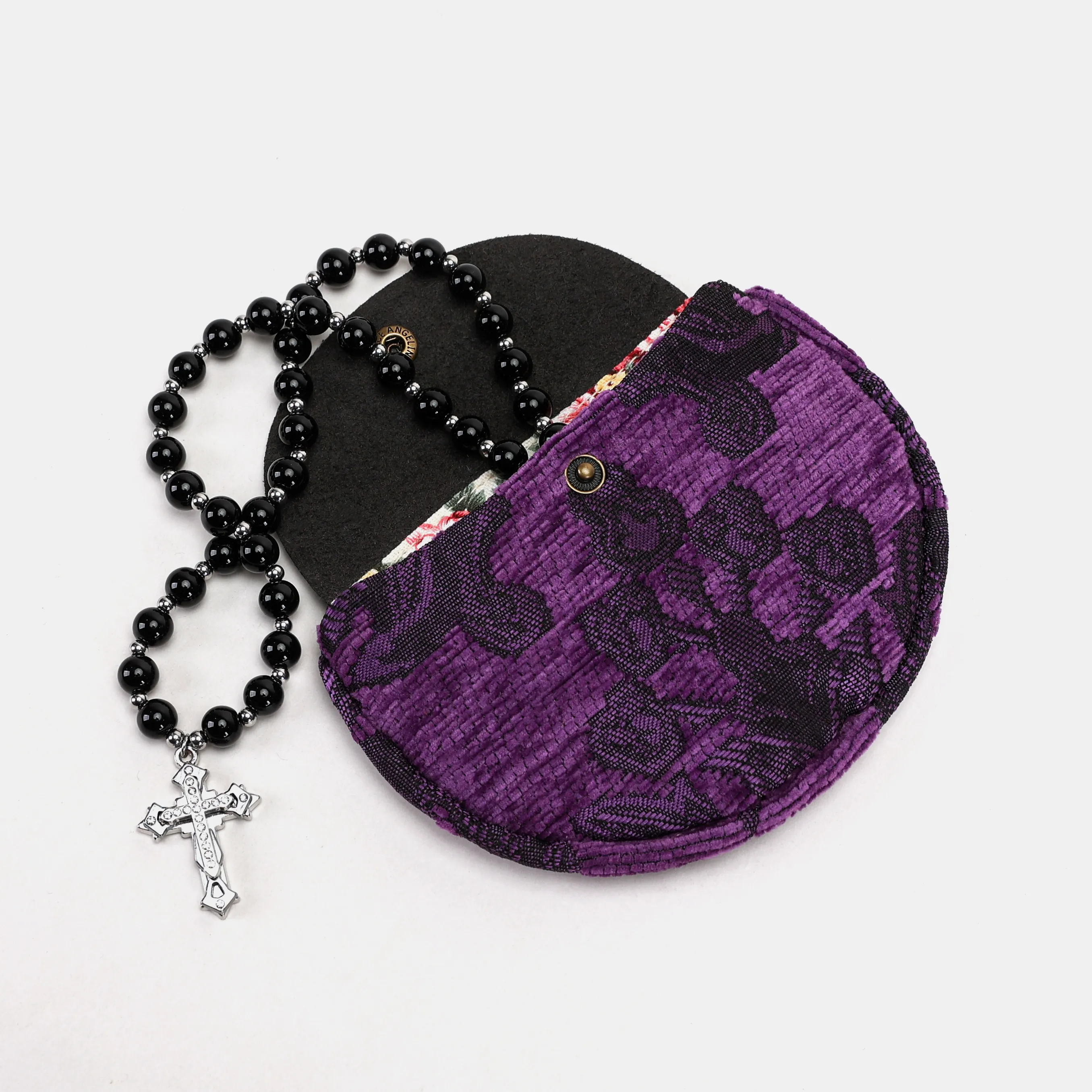 Victorian Blossom Purple Rosary Bag - Image 2