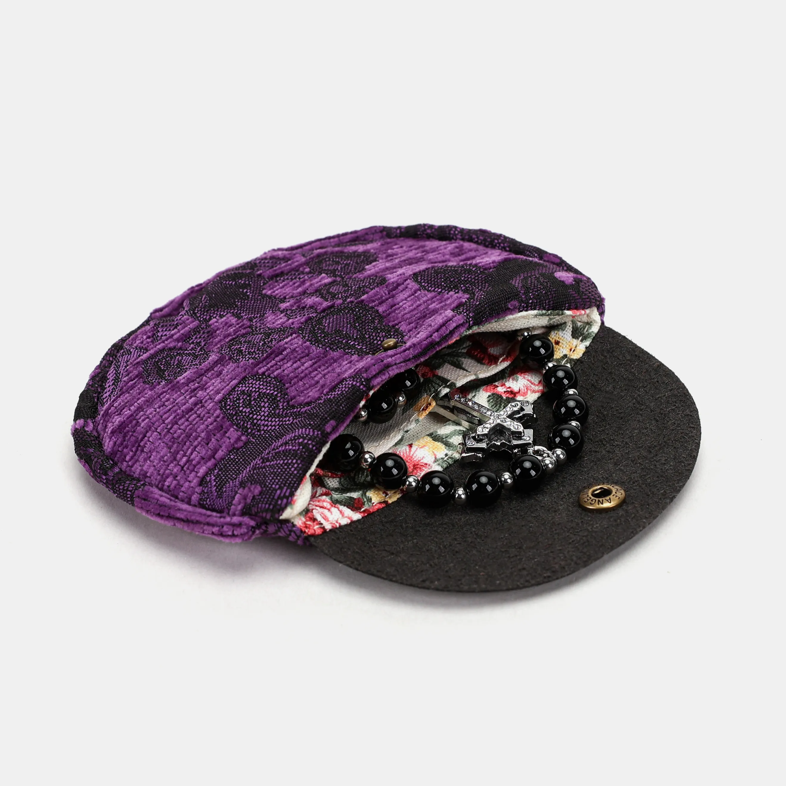 Victorian Blossom Purple Rosary Bag - Image 3