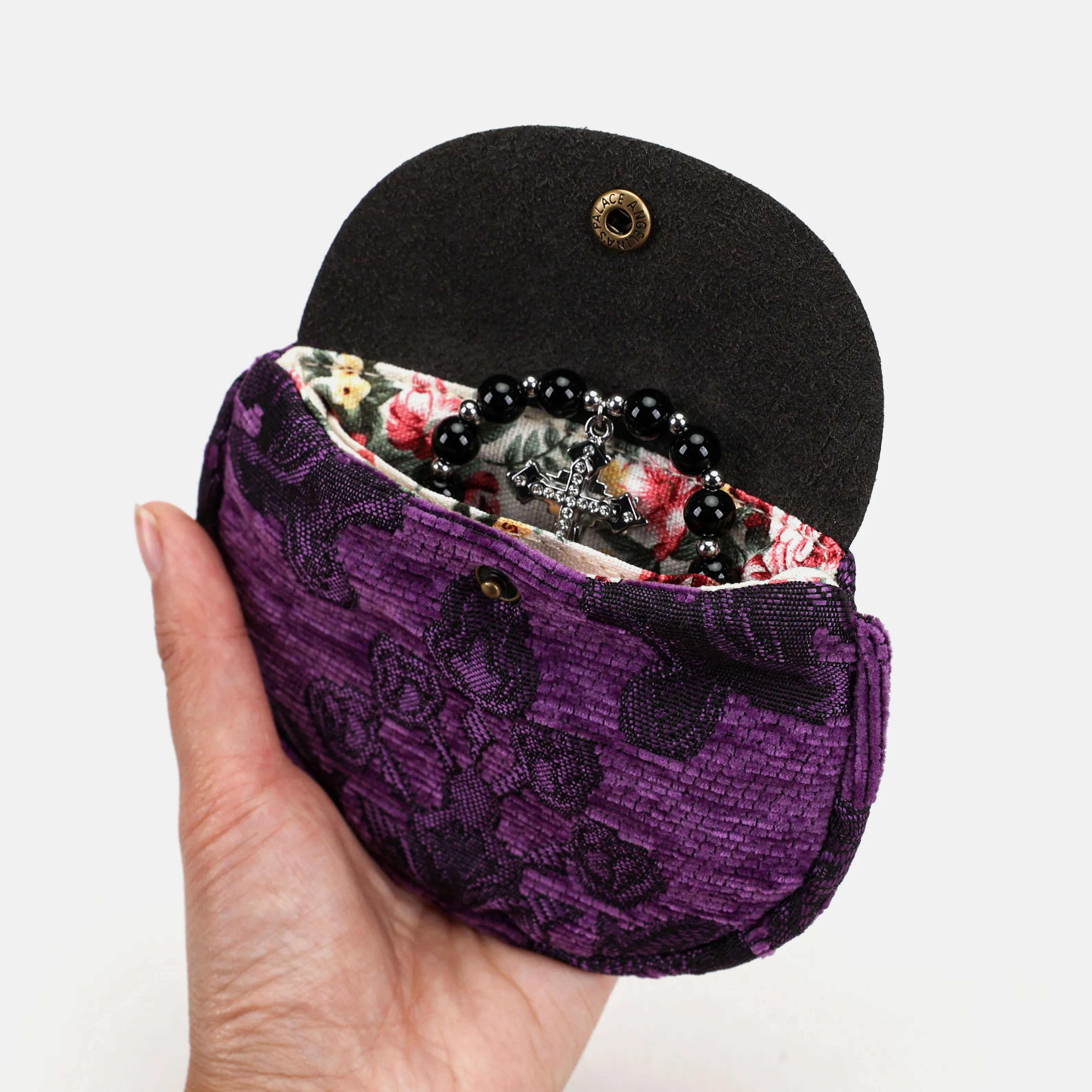 Victorian Blossom Purple Rosary Bag - Image 4