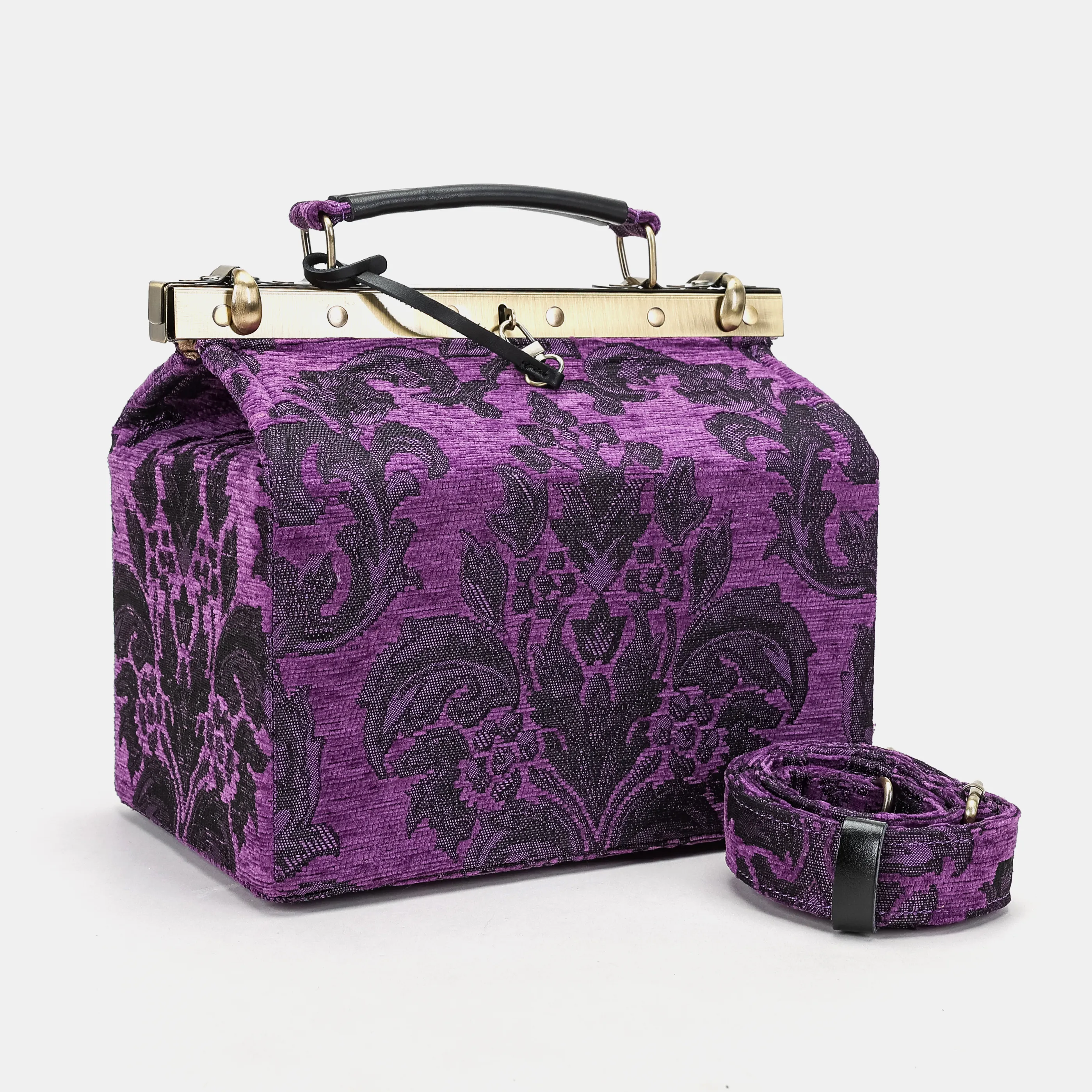 Victorian Blossom Purple Vivienne Carpet Purse Gladstone Bag - Image 4