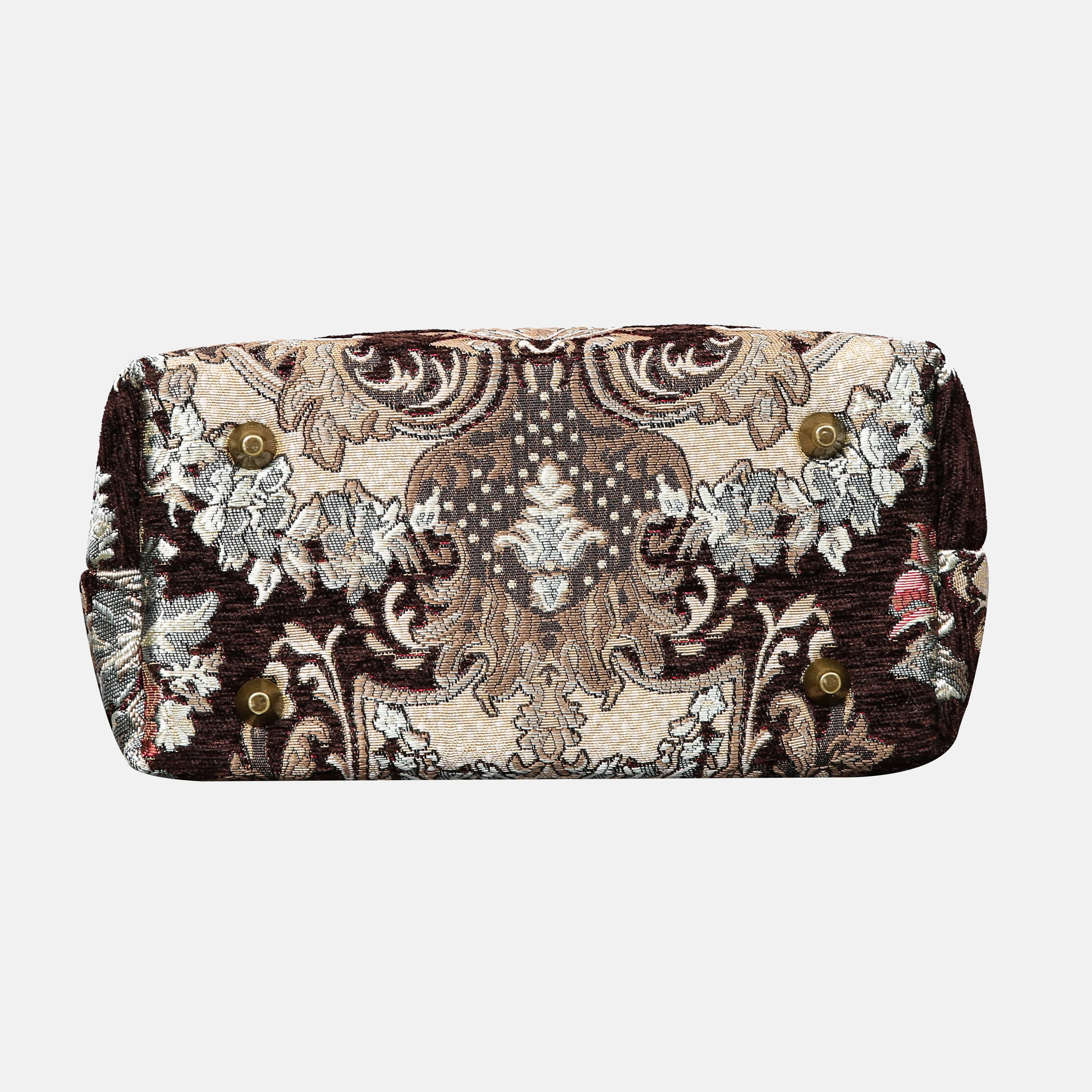 Brocade Brown Tuck Lock Carpet Satchel - Image 5