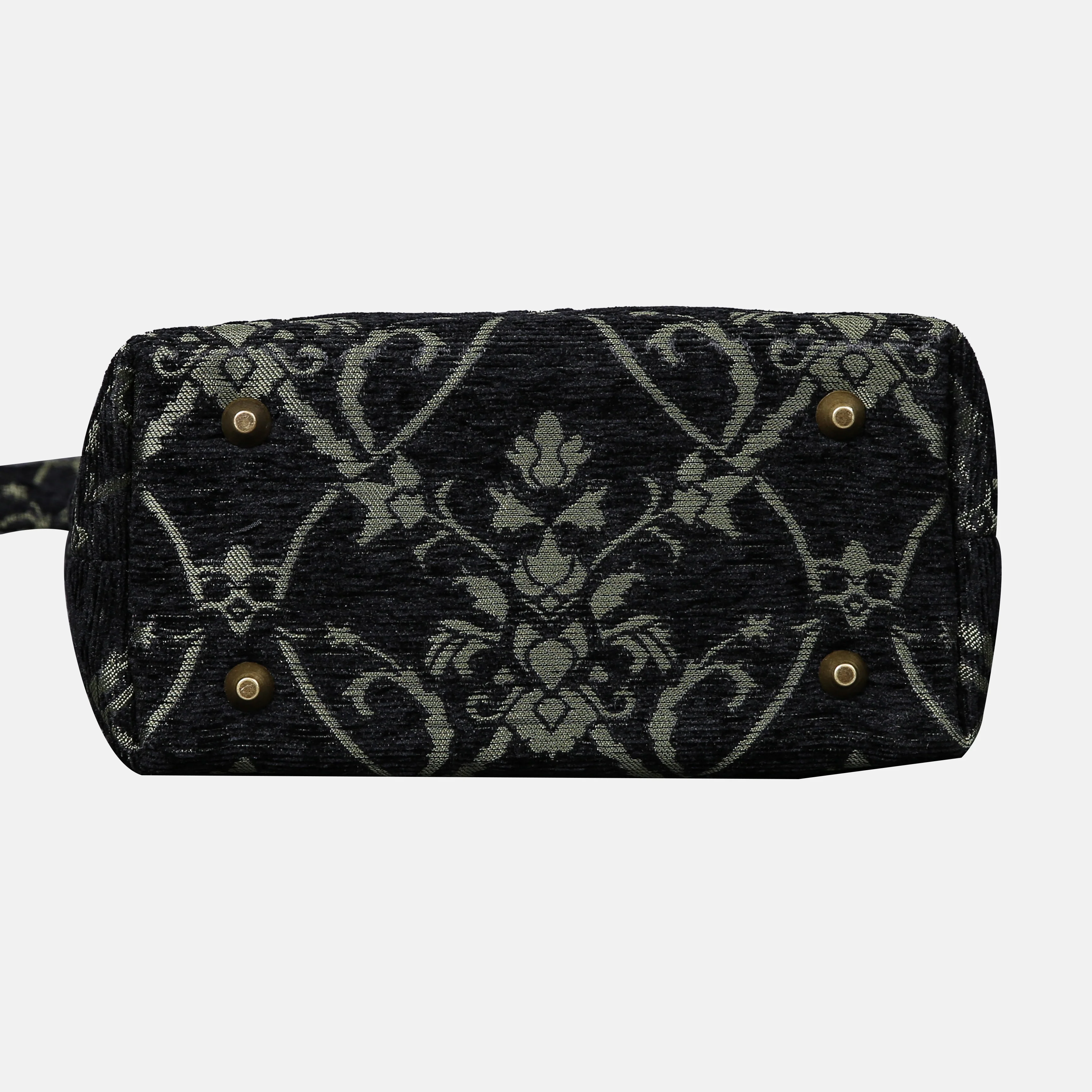 Carnaby Black/Dark Green Tuck Lock Carpet Satchel - Image 5