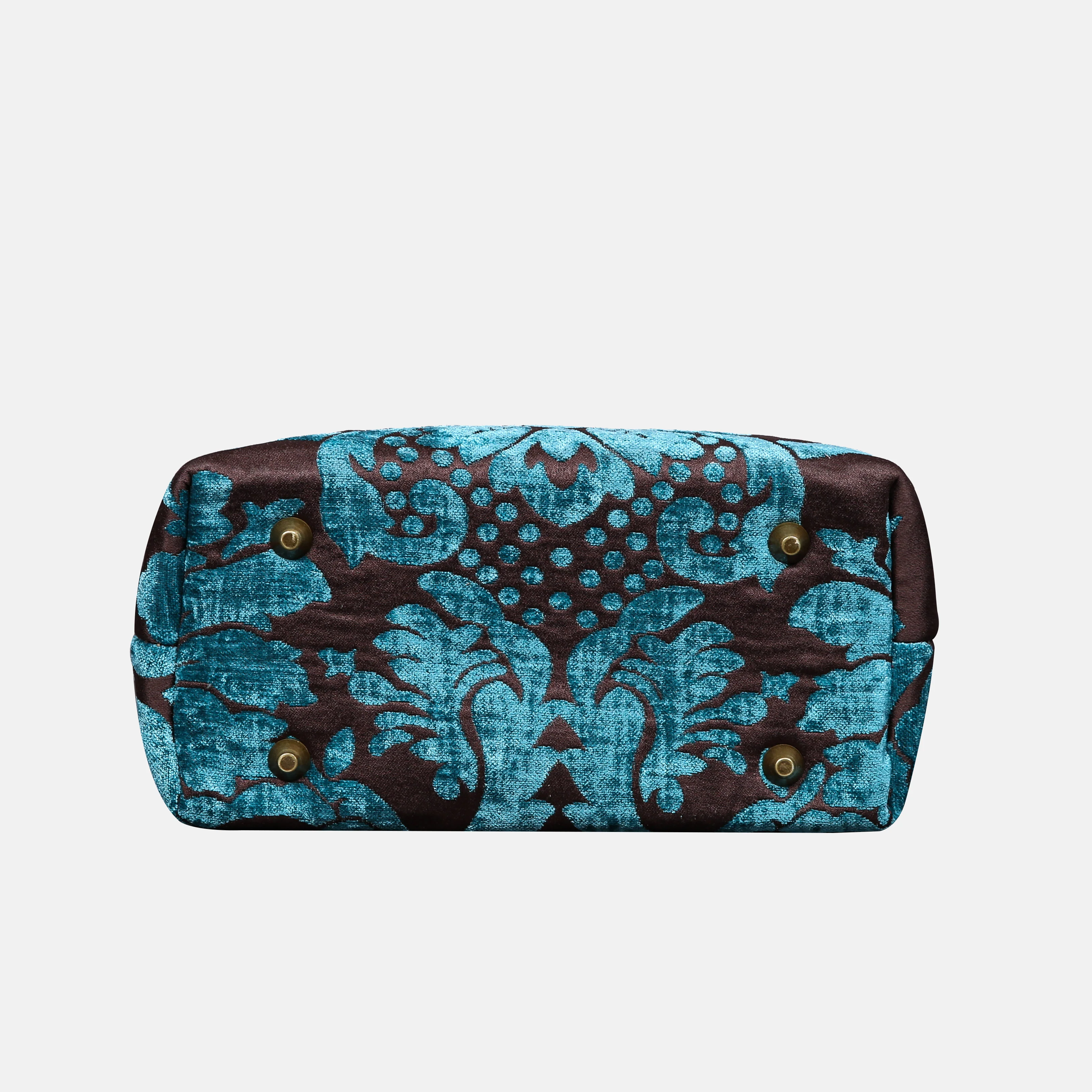 Luxury Damask Blue Tuck Lock Carpet Satchel - Image 5