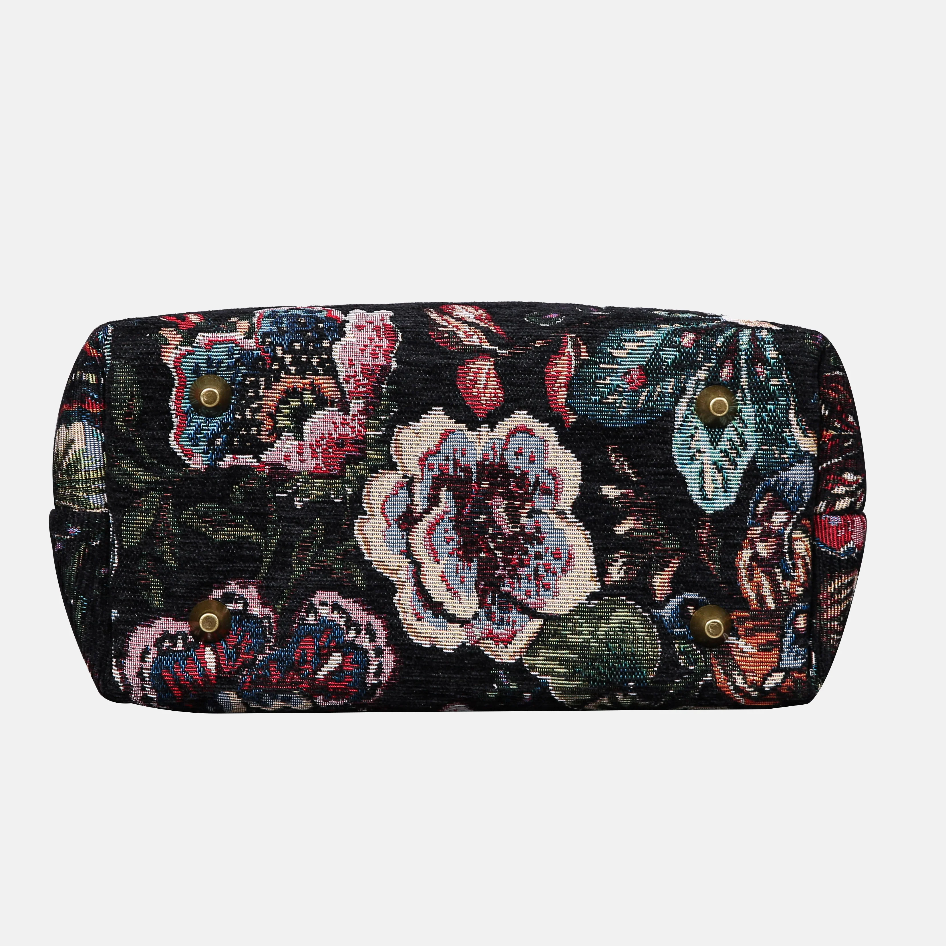 Rose Garden Black Tuck Lock Carpet Satchel - Image 5